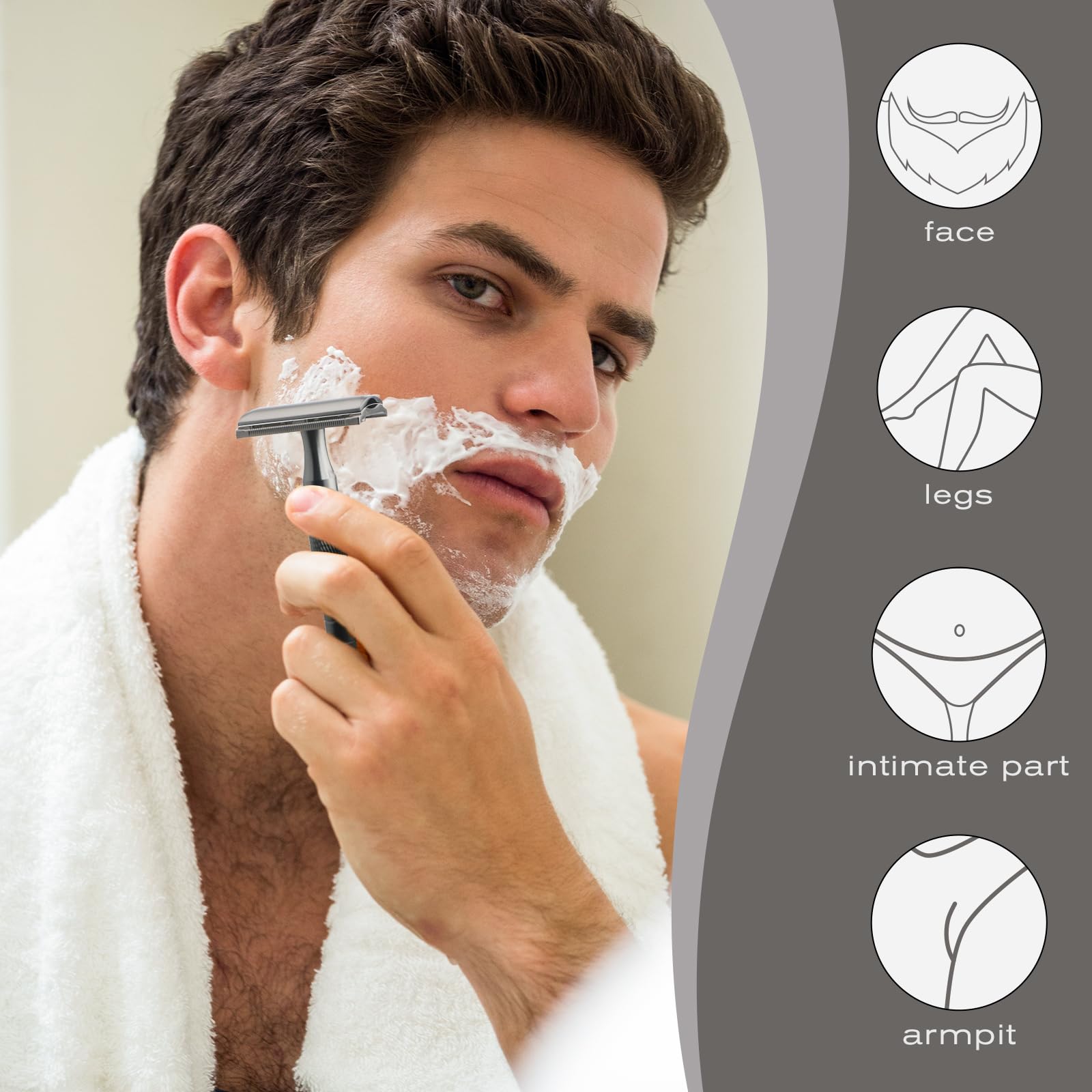 Premium Safety Razor for Women & Men - Single Blade Reusable Metal Razor with 10 Platinum Coated Blades - Gun Black - Eco-Friendly Shaving for Face & Body - Perfect for Travel, Home & Sustainable Grooming Routine