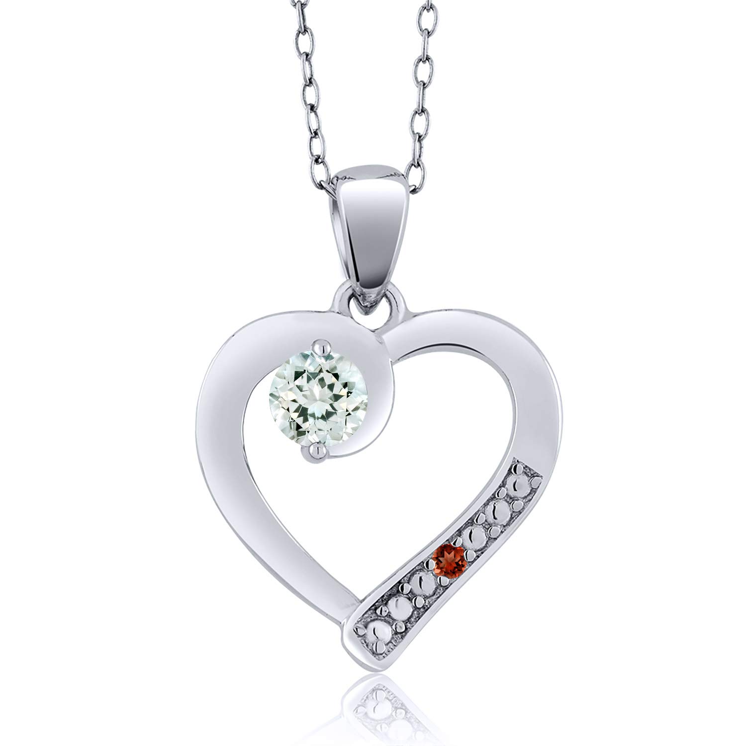 0.19 Ct Round Sky Blue Aquamarine & Red Garnet 925 Sterling Silver Pendant Necklace for Women | Elegant Birthstone Jewelry Gift for Birthday, Anniversary & Valentine's Day | Dainty Everyday Wear & Special Occasions