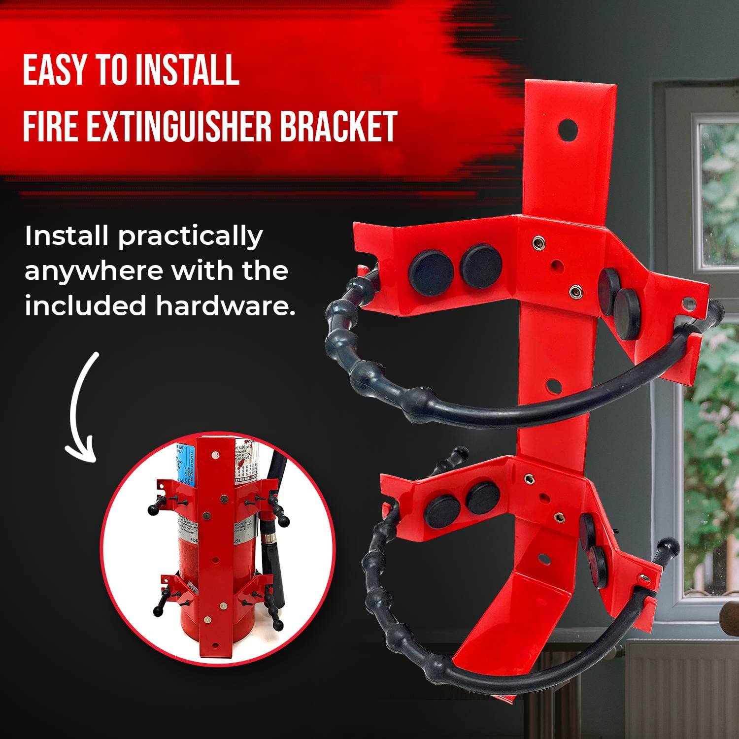 Heavy Duty Fire Extinguisher Mounting Bracket - Universal Wall Mount for 2.5lb & 5lb Extinguishers - Secure Fit for Cars, Trucks, Boats, RVs & Off-Road Vehicles - Compatible with Kidde, Amerex & Most Brands (2-Pack) - Perfect for Emergency Safety in Garages, Workshops & Adventure Vehicles