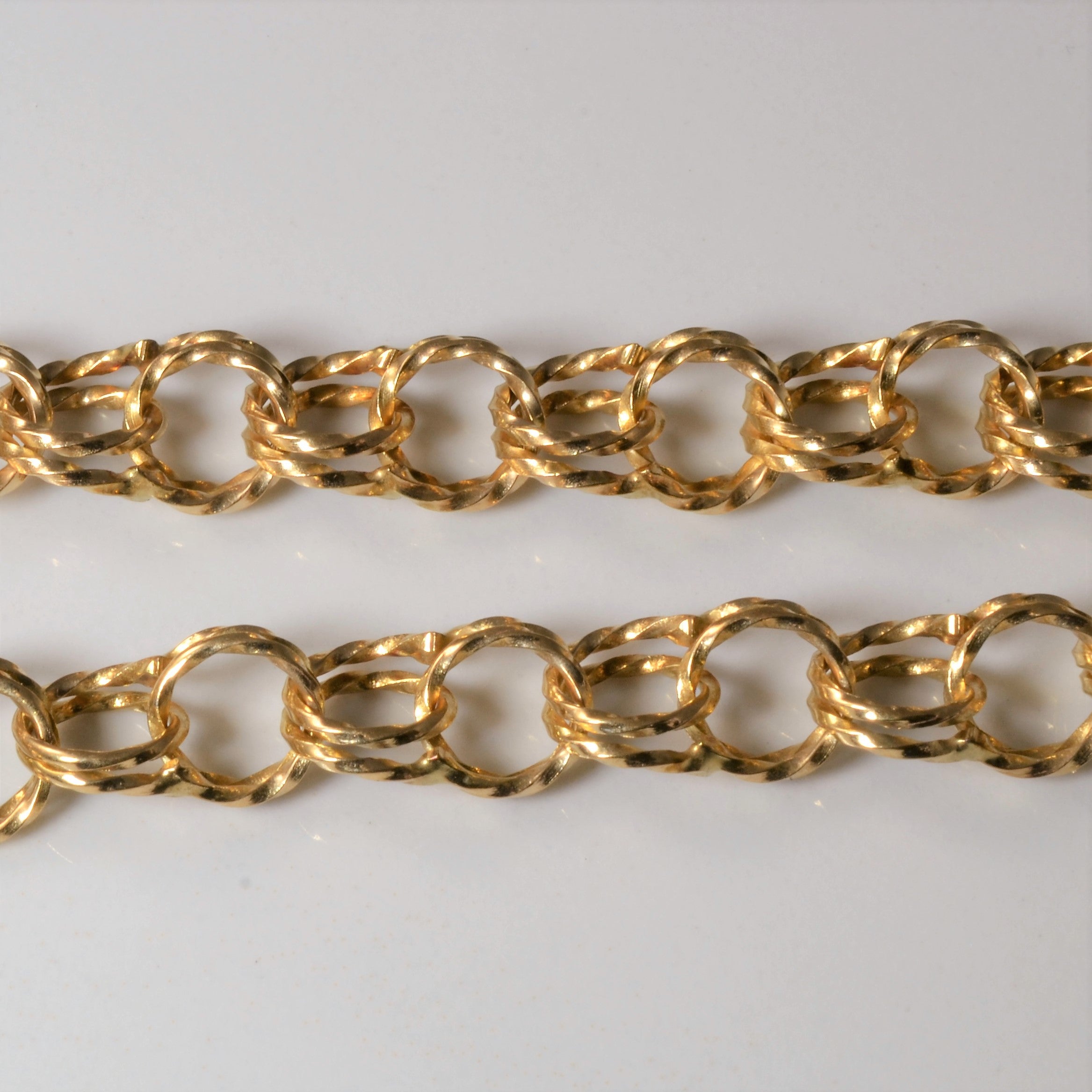10K Yellow Gold Twisted Parallel Link Bracelet for Women - 7 Inch Adjustable Length | Elegant Jewelry Gift for Anniversary, Birthday & Special Occasions