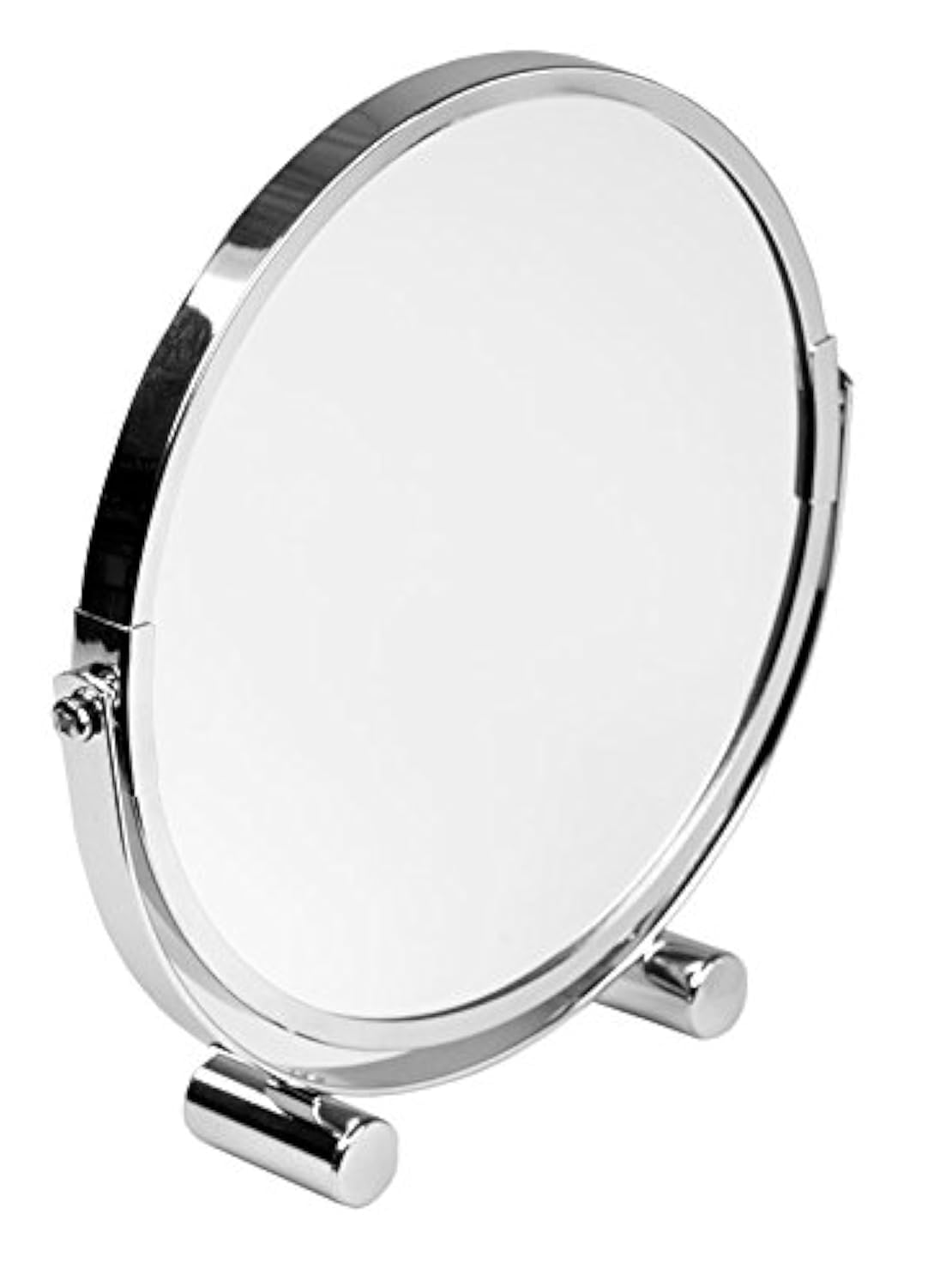 Heavy Duty Chrome Plated Steel Round Bathroom Mirror - Silver Cosmetic Makeup Vanity Mirror for Home & Salon Use