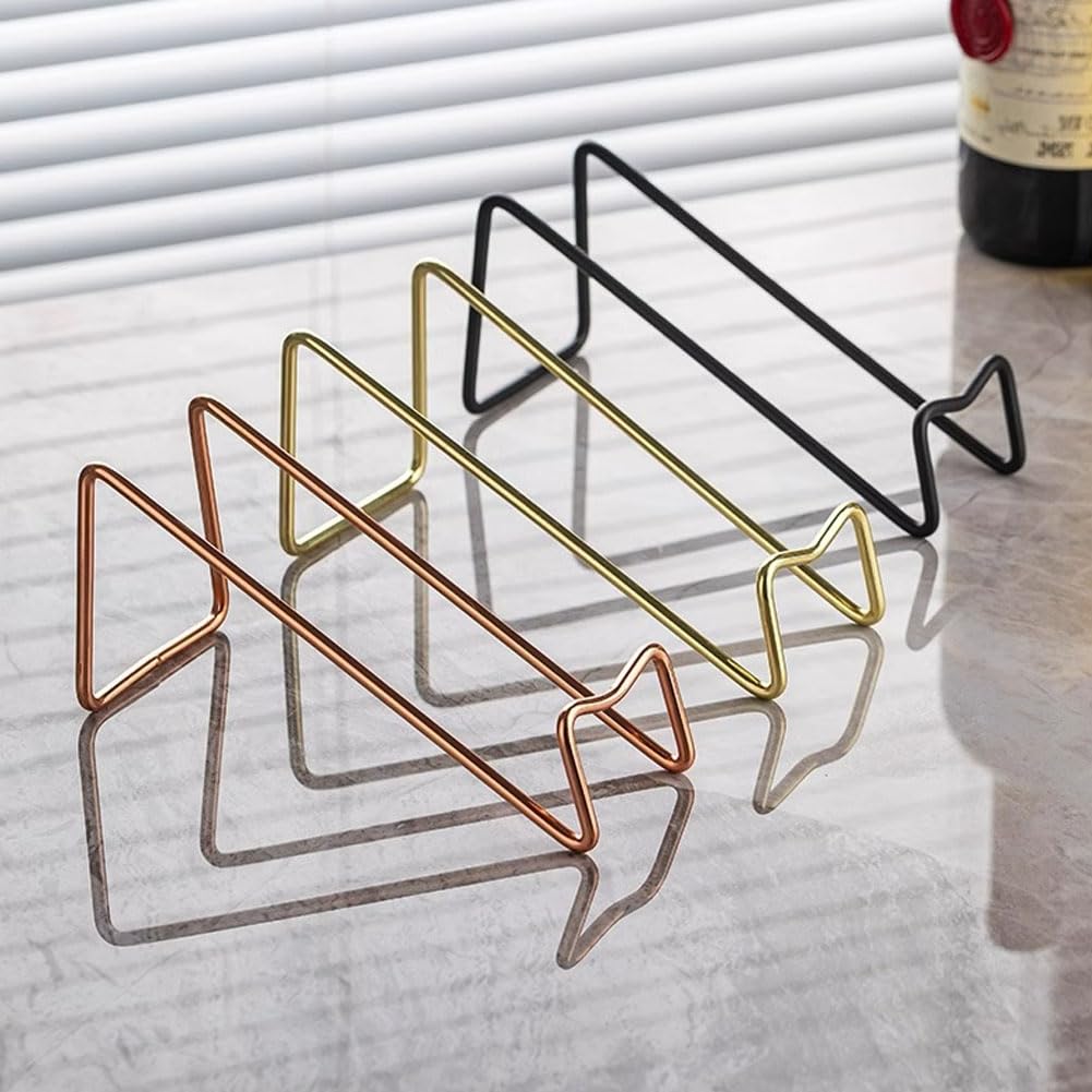 Freestanding Metal Wine Rack - Countertop & Tabletop Wine Bottle Holder with Geometric Design - Black Wine Storage Stand for Kitchen, Bar, Dining Room, and Home Decor