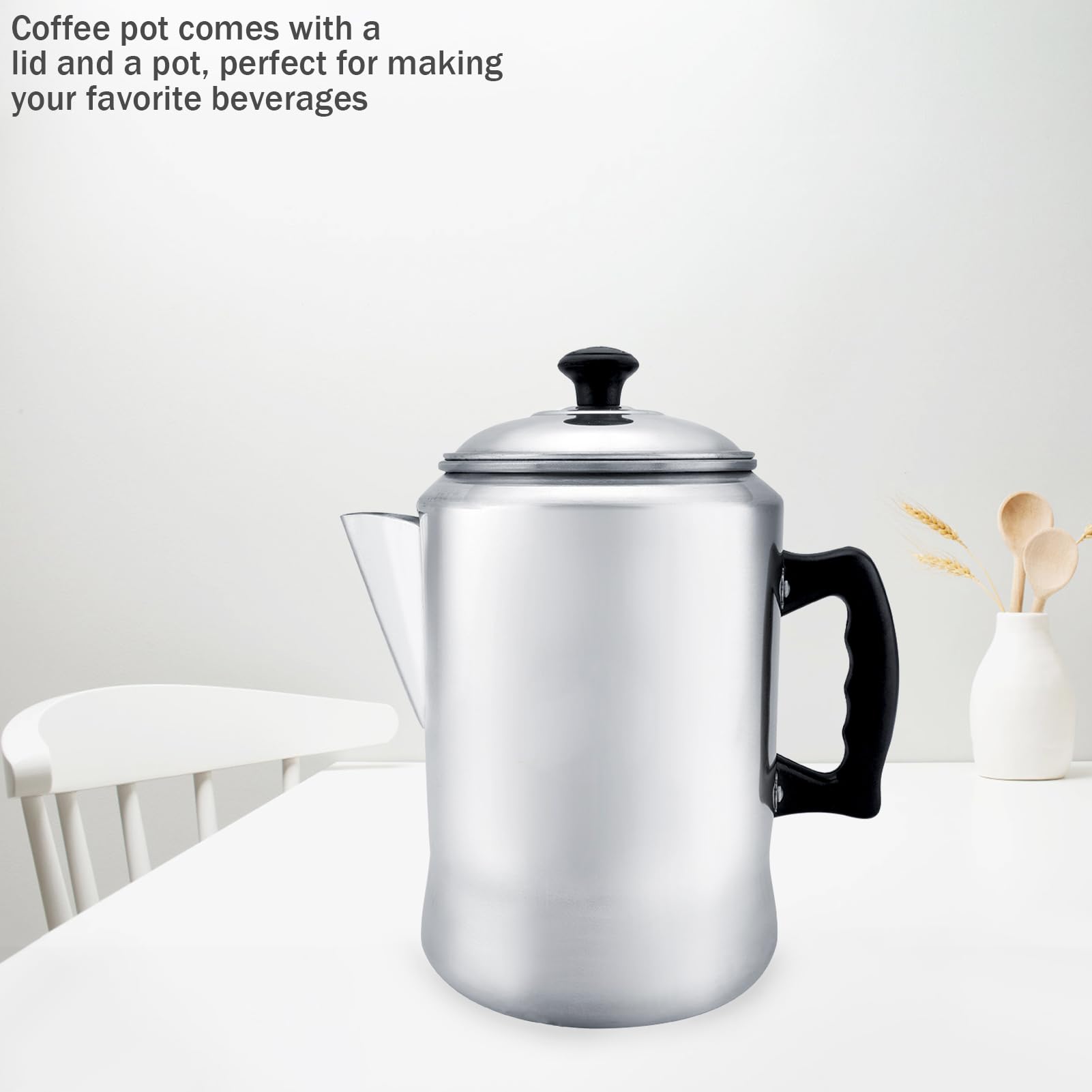 Premium Aluminum Alloy Stovetop Coffee Percolator - 8 Cup Camping & Home Brewing Percolator Pot with Lid - Ideal for Outdoor Adventures, RV Trips & Cozy Kitchen Use