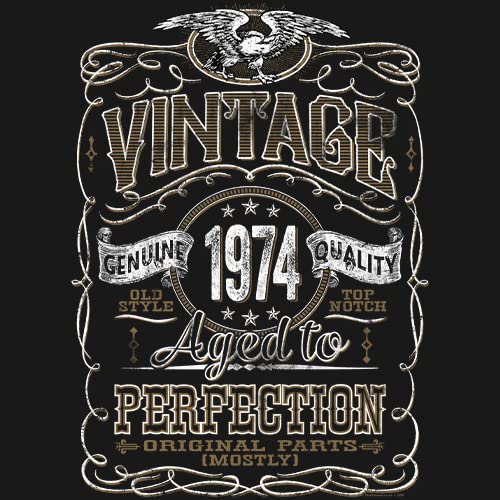 Vintage 1974 Aged to Perfection 51st Birthday Gift T-Shirt for Men - Funny 51 Year Old Birthday Present - Perfect for Parties & Celebrations
