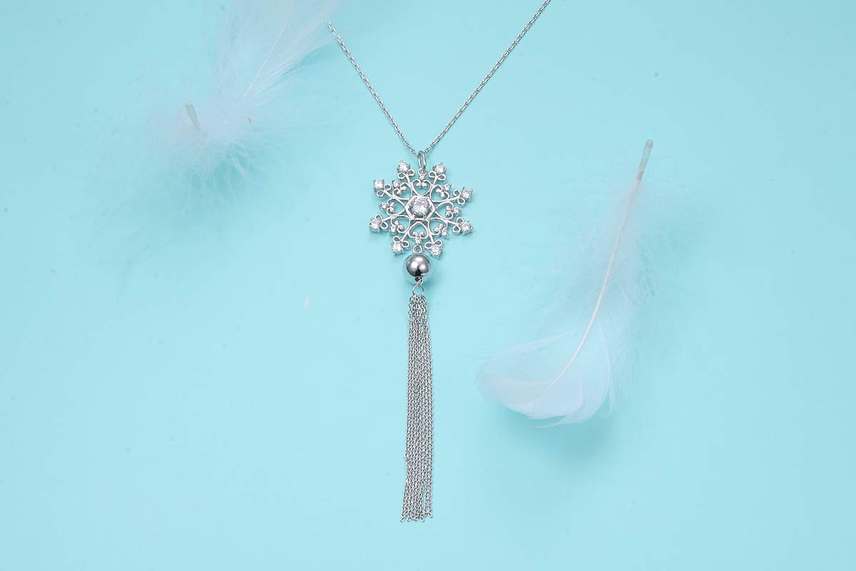 DAOCHONG S925 Sterling Silver Snowflake Necklace, Earrings, Bracelet & Ring Jewelry Set for Women - Perfect for Christmas Gifts, Winter Parties & Anniversary Celebrations