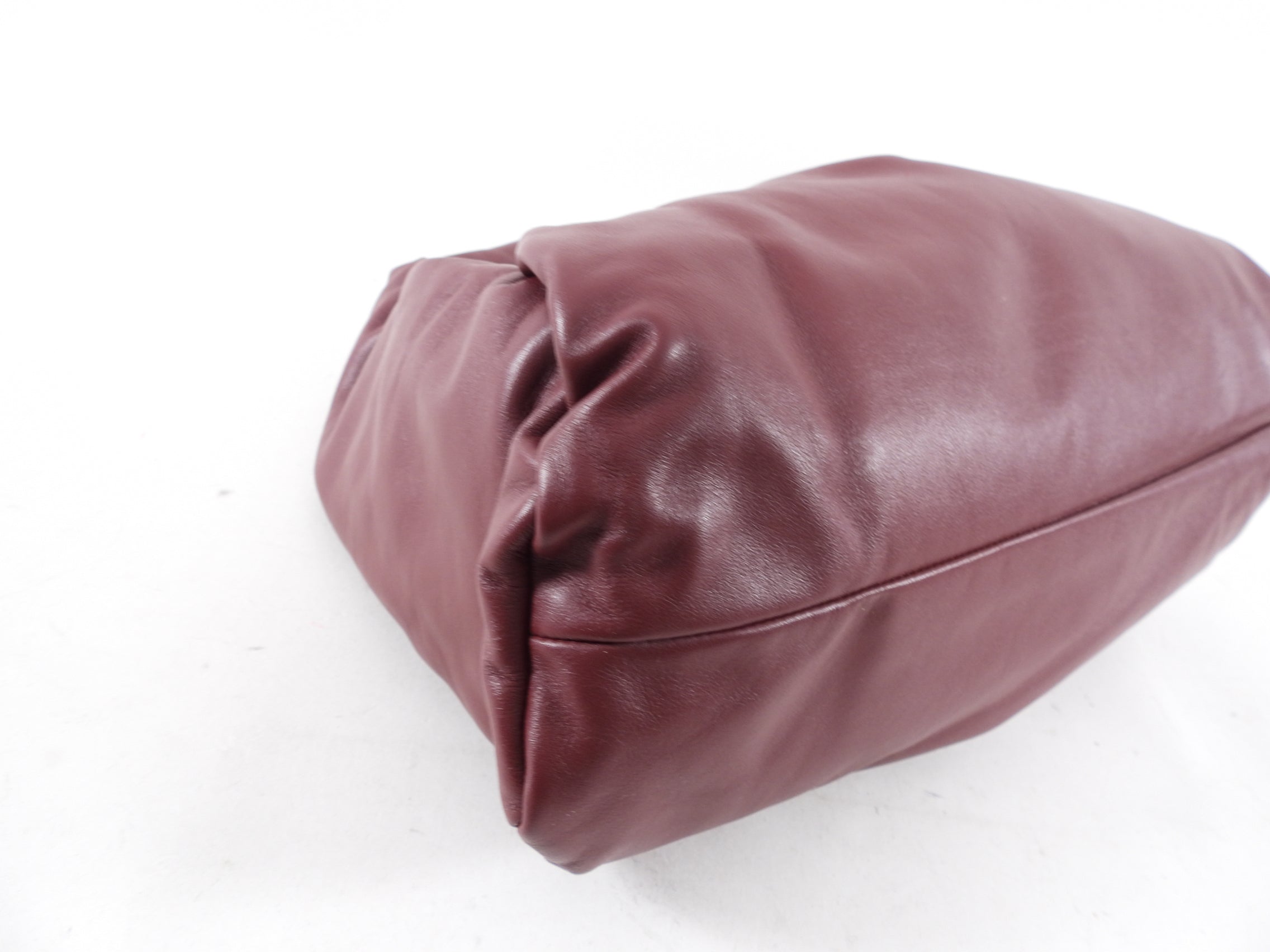Bottega Veneta Burgundy Pleated Leather Shoulder Pouch Bag for Women | Luxury Crossbody Purse for Work, Travel & Evening Events