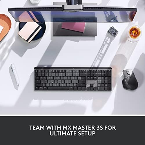 Logitech MX Mechanical Wireless Keyboard - Tactile Quiet Switches, Backlit Keys, Bluetooth/USB-C, Compatible with macOS, Windows, Linux, iOS & Android - Premium Metal Design in Graphite - Perfect for Office Work, Gaming & Programming