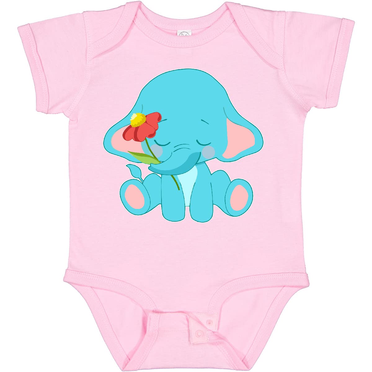 Inktastic Cute Baby Elephant with Flower Bodysuit - Soft Cotton Infant Onesie for Newborns & Toddlers - Perfect for Baby Showers, Birthdays & Everyday Wear