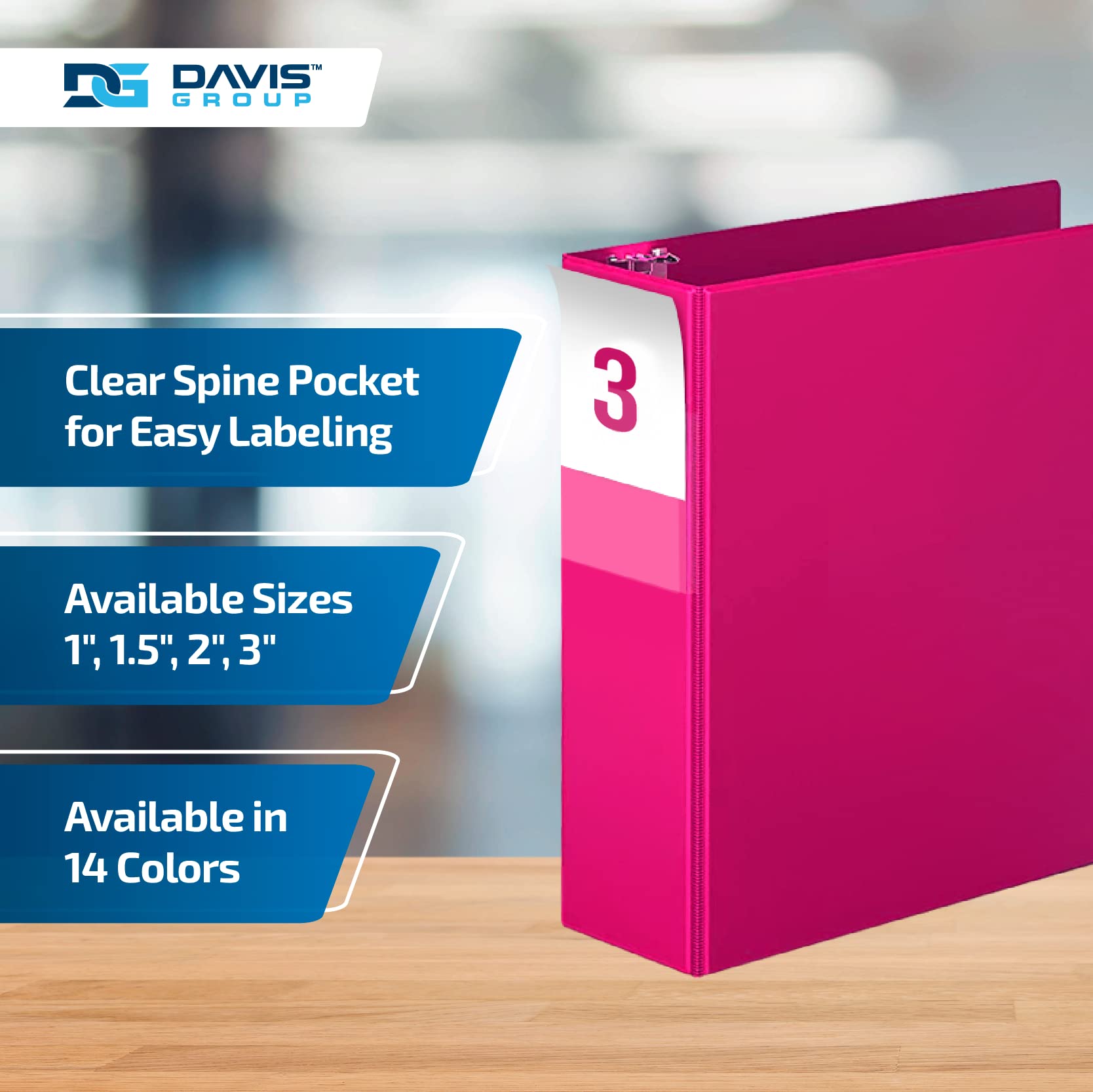 Premium 3-Inch 3-Ring Binder Notebook - D-Ring School & Office Supplies, 6-Pack Colorful Binders (Pink) - Perfect for Organizing Documents, Homework, Presentations & Home Office Storage