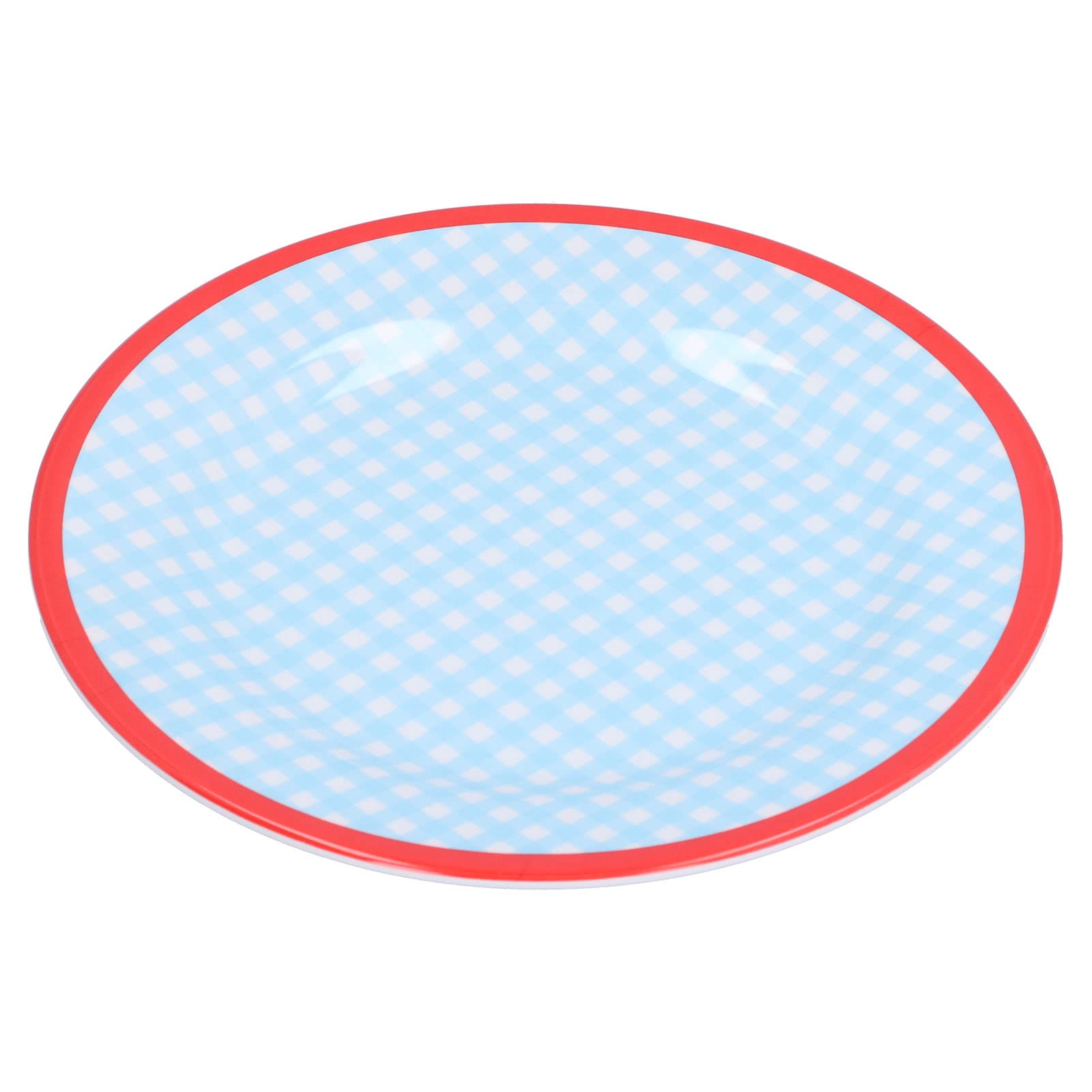 Elegant Reusable Imitation Porcelain Salad Plate - Perfect for Fruits, Desserts, Cakes, Snacks & Condiments (Light Blue Grid Pattern) | Ideal for Parties, Picnics & Home Dining