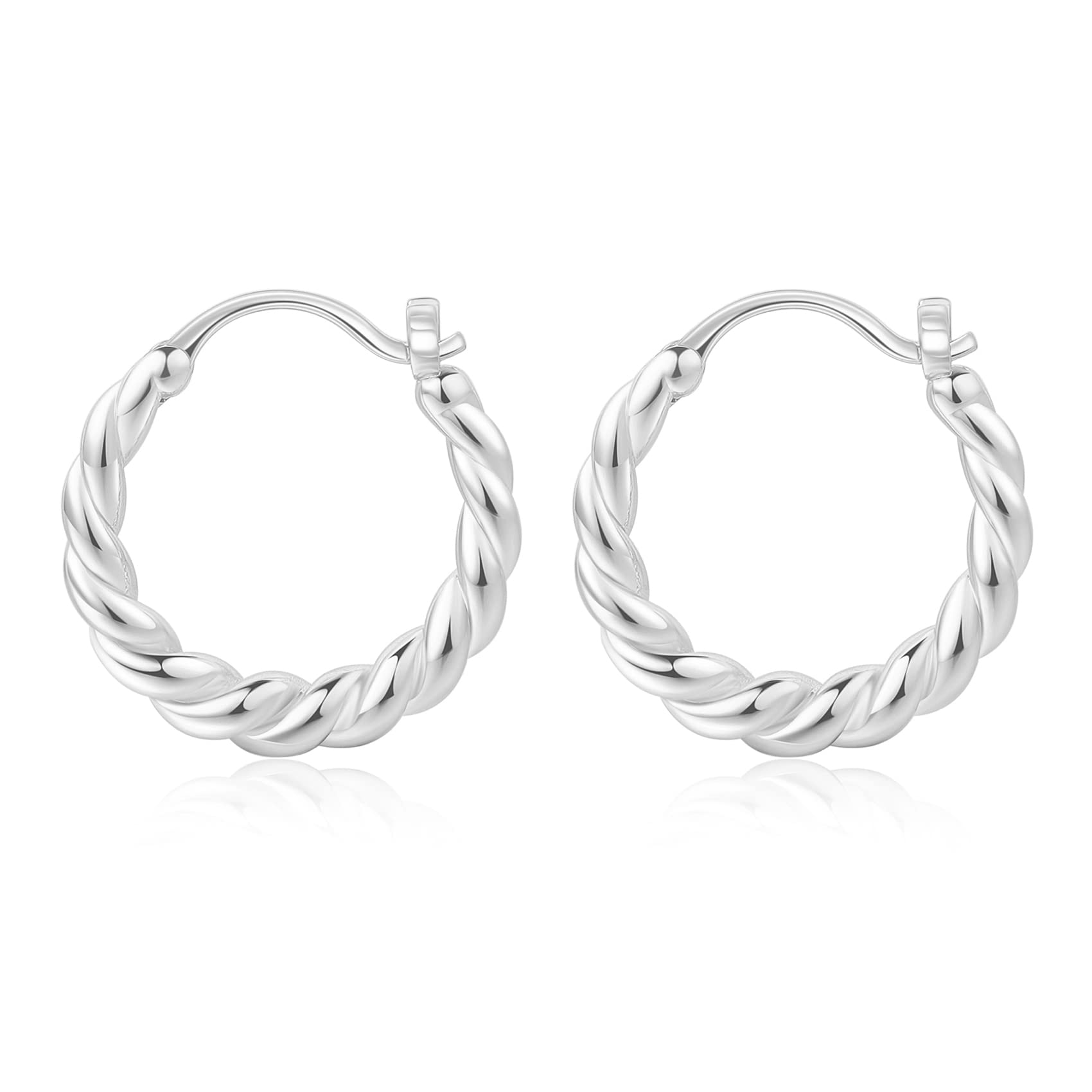 Twisted Gold Hoop Earrings for Women - Chunky Hypoallergenic Vintage Twist Earrings, Big Thick Hoops for Everyday Wear & Special Occasions