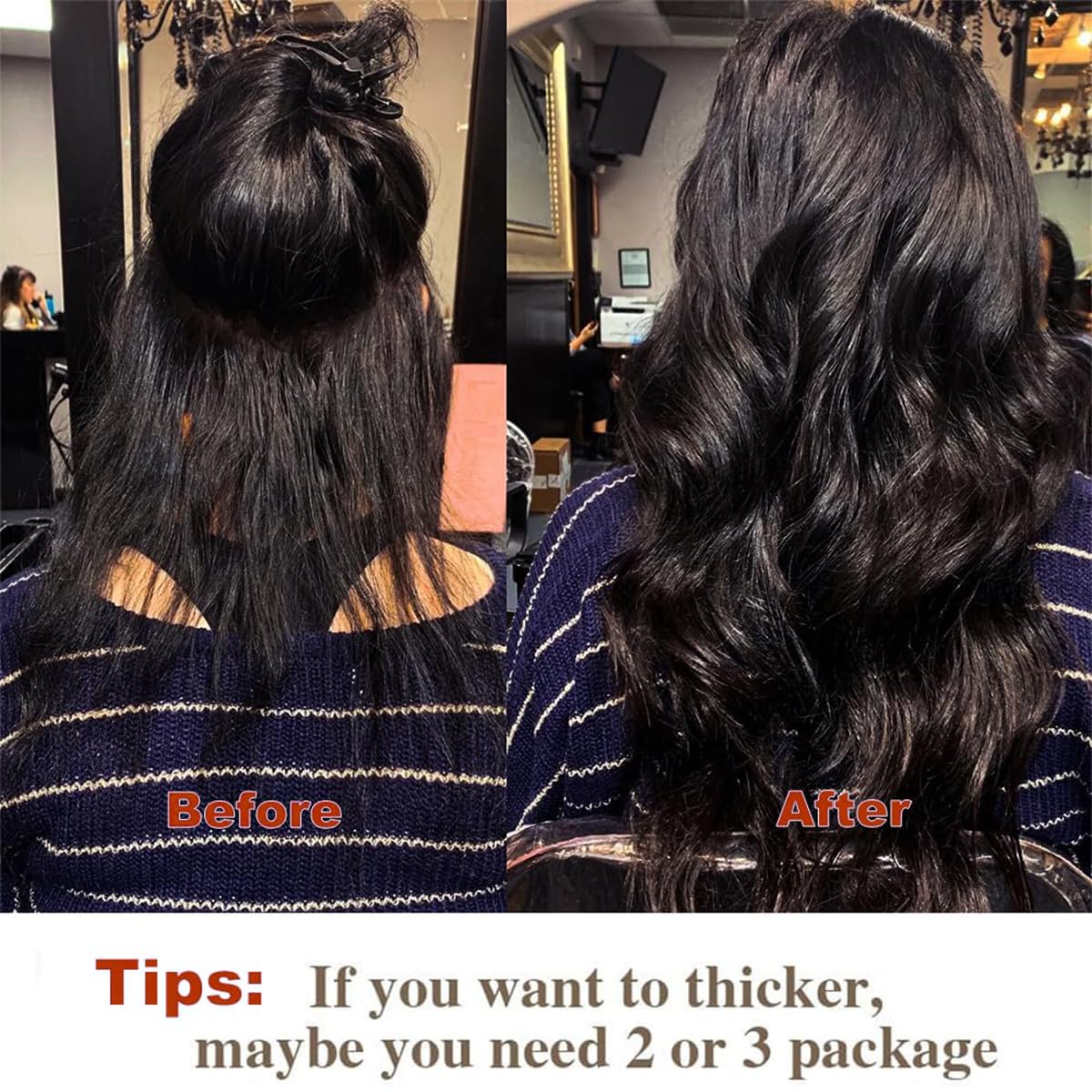 Clip-in Hair Extensions #1B Natural 10A Body Wave 100% Virgin Human Hair - 8pc/Lot 125g with 16 Clips (26 Inch) for Volume & Length - Perfect for Parties, Weddings & Daily Styling