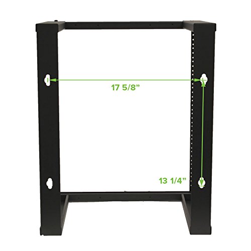 NavePoint 12U Wall Mount Open Frame 19 Inch Server Rack - 16 Inch Depth, Black | Network Equipment & AV Installation for Home & Office