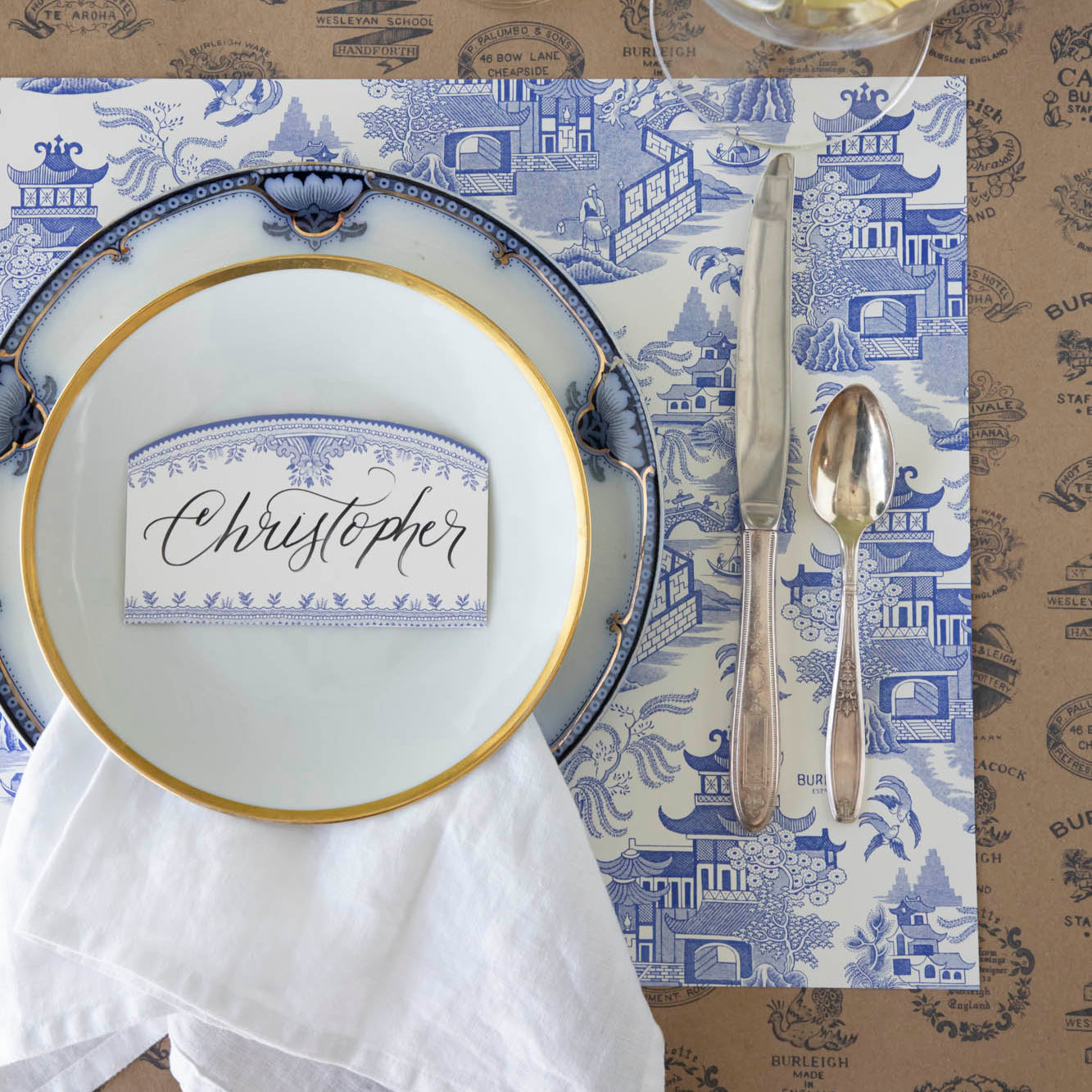 Blue Willow Placemats Set of 4 - Elegant Ceramic Dinnerware for Formal Dining & Home Decor - Perfect for Holiday Tables, Dinner Parties & Everyday Use