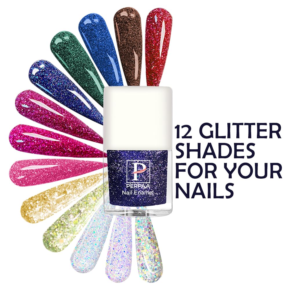 PERPAA Glitter Light Reflective Gel Nail Polish - Broken Diamond Sparkly Gel Enamel for Nails (5ml, Lavender) | Long-Lasting Shine for Manicures, Pedicures & Nail Art Designs