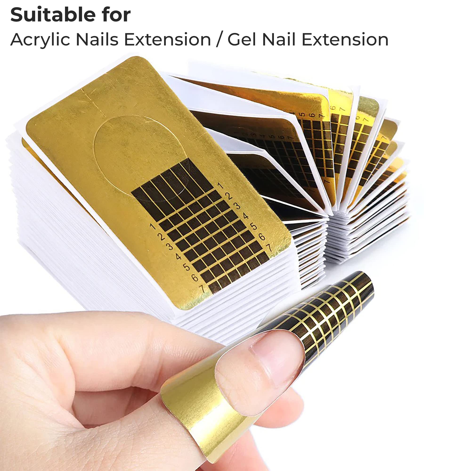MAPPERZ Golden Horseshoe Nail Extension Forms - 100pcs Thick Paper Stickers for Acrylic & Gel Nails - Professional Nail Art Accessories for Salon & DIY Manicures - Perfect for Building, Sculpting & Creating Stunning Nail Designs