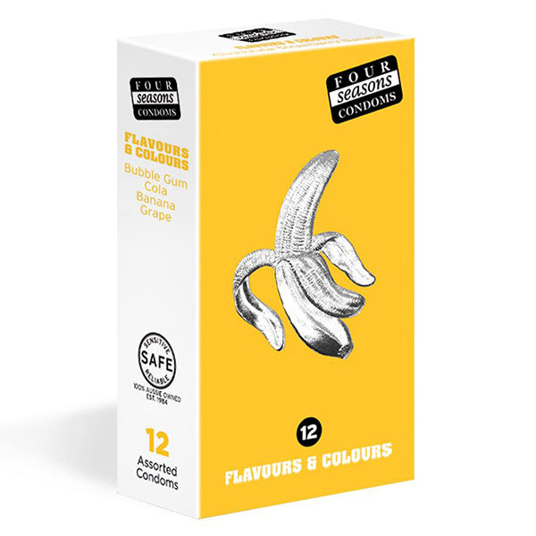 Four Seasons Flavored & Colored Condoms - Variety Pack for Safe Intimacy | Perfect for Couples, Parties & Sensual Experiences