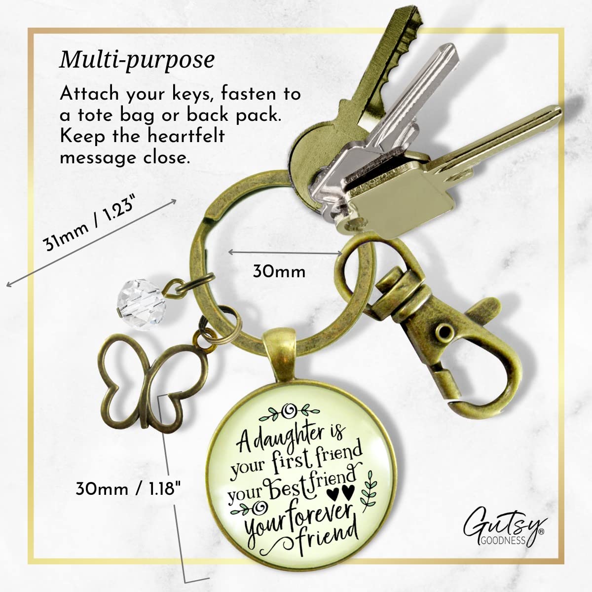 Daughter First Best Forever Friend Keychain - Matching Mom & Daughter Jewelry Gift for Birthdays, Anniversaries & Special Occasions