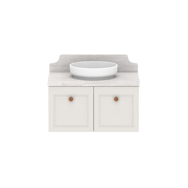 ADP Mabel Wall Mounted Vanity with Cherry Pie Premium Solid Surface Countertop - Modern Bathroom Sink for Small Spaces & Powder Rooms