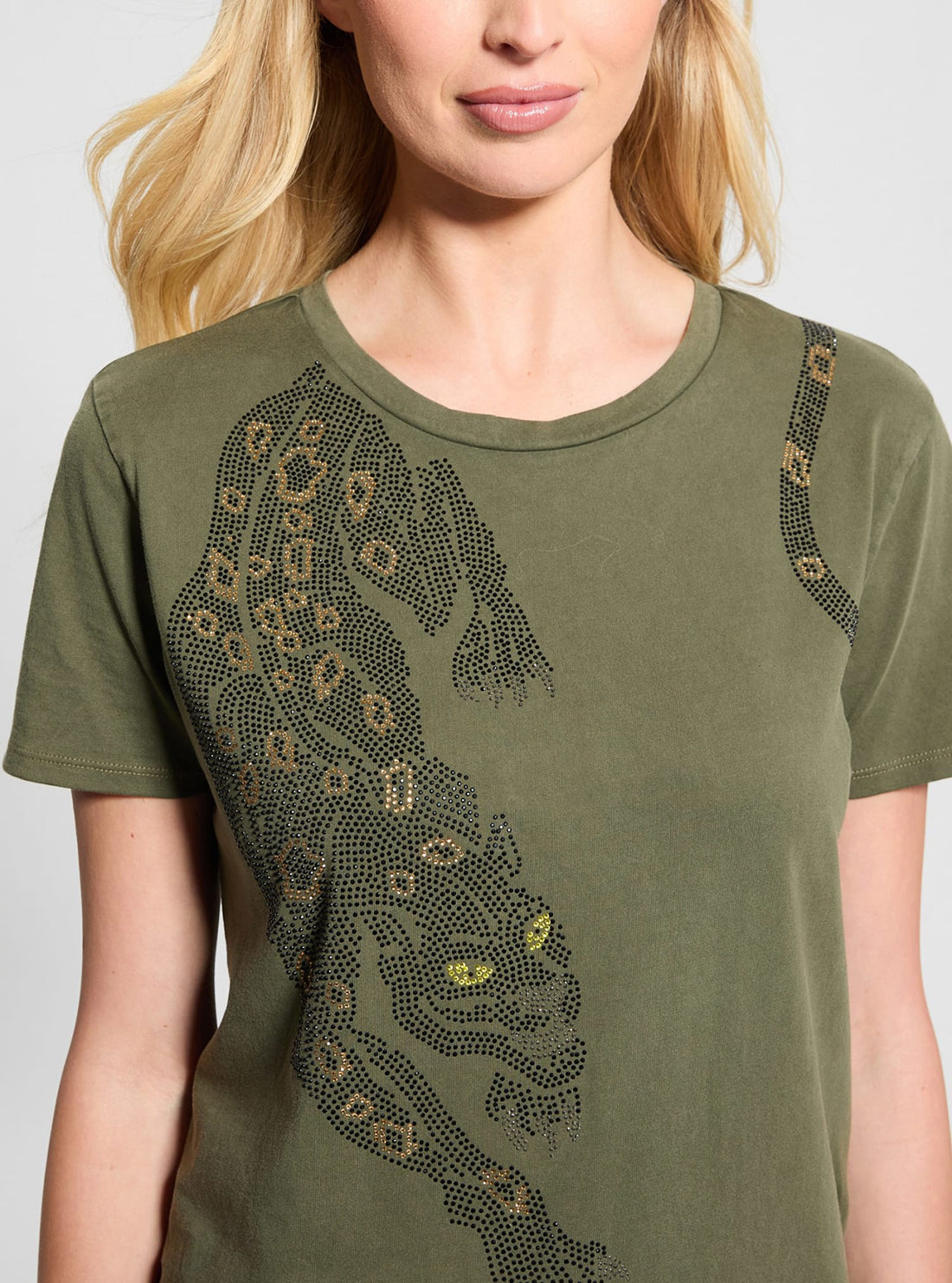 Eco-Friendly Green Crystal Panther Graphic T-Shirt for Men & Women - Stylish Casual Wear for Parties, Outings & Everyday Fashion