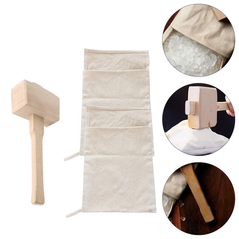 3pcs Reusable Canvas Ice Bags for Crushing & Drying Ice - Bartender Kit, Waiter Tool & Restaurant Supply - Perfect for Cocktail Bars, Home Kitchens & Commercial Use