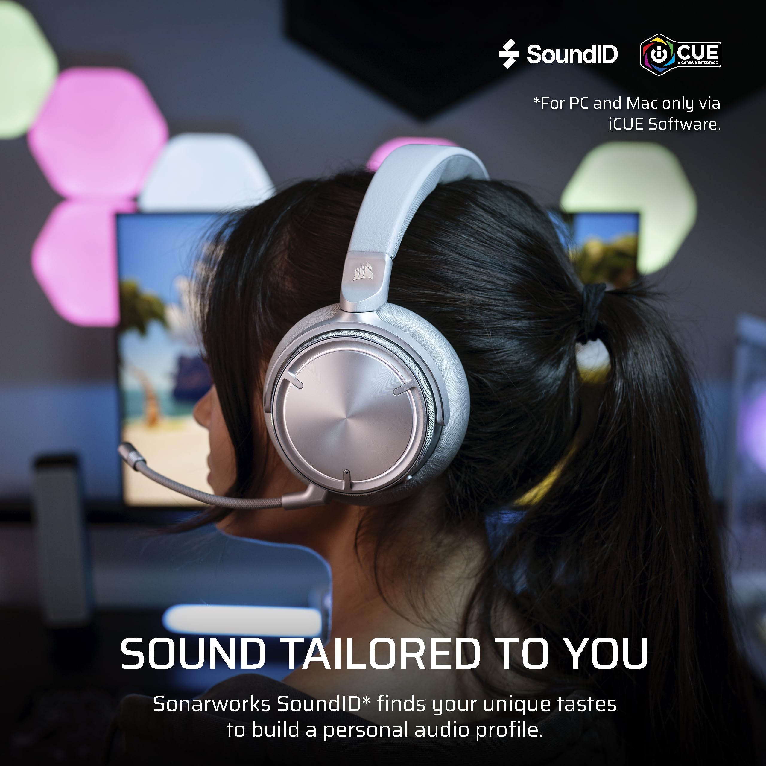 Corsair Virtuoso MAX Wireless Gaming Headset with Dolby Atmos & ANC - 50mm Graphene Drivers, 2.4GHz/Bluetooth Dual Connectivity - Compatible with PC, Mac, PS5, PS4 (Silver) - Perfect for Competitive Gaming, Streaming & Home Entertainment