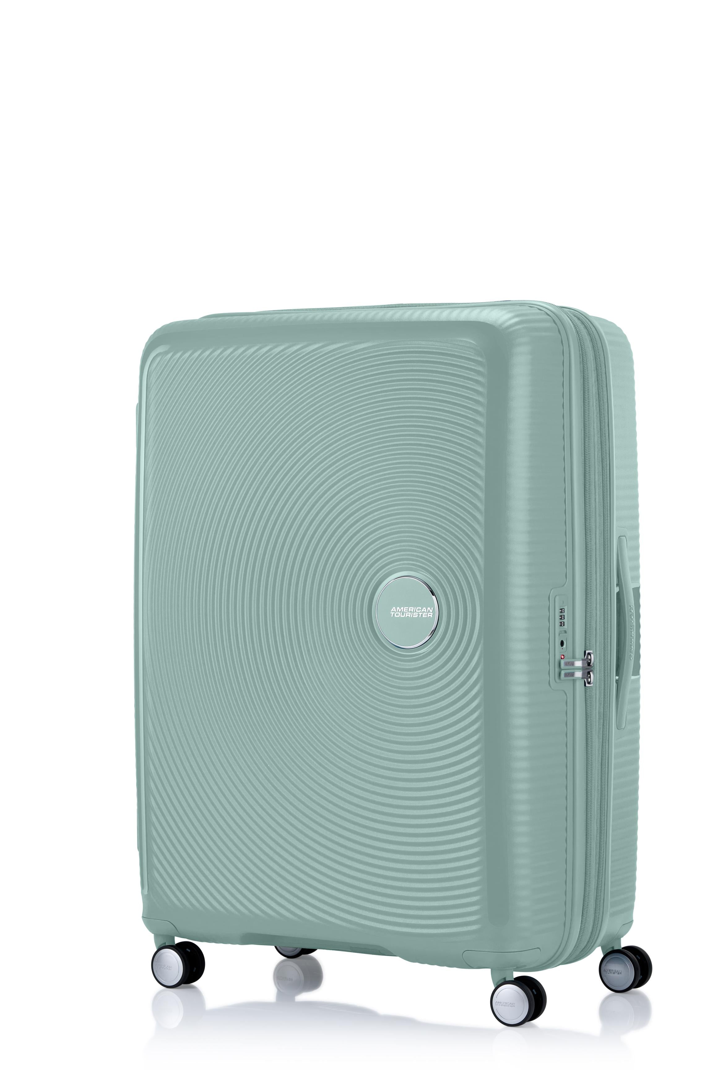 American Tourister 80cm Curio 2.0 Spinner Luggage - Urban Green Expandable Suitcase for Travel, Business & Vacation | Carry-On Size, Durable Lightweight Design