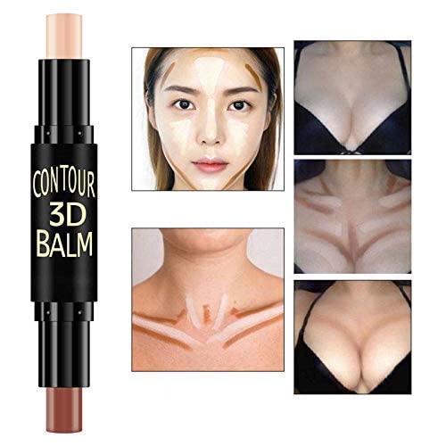 KAYI Highlighter & Contour Stick - Dual-Ended Makeup Stick with Blending Sponge | Creamy Concealer & Illuminating Highlighter for Face Contouring | Perfect for Everyday Makeup & Professional Beauty Looks
