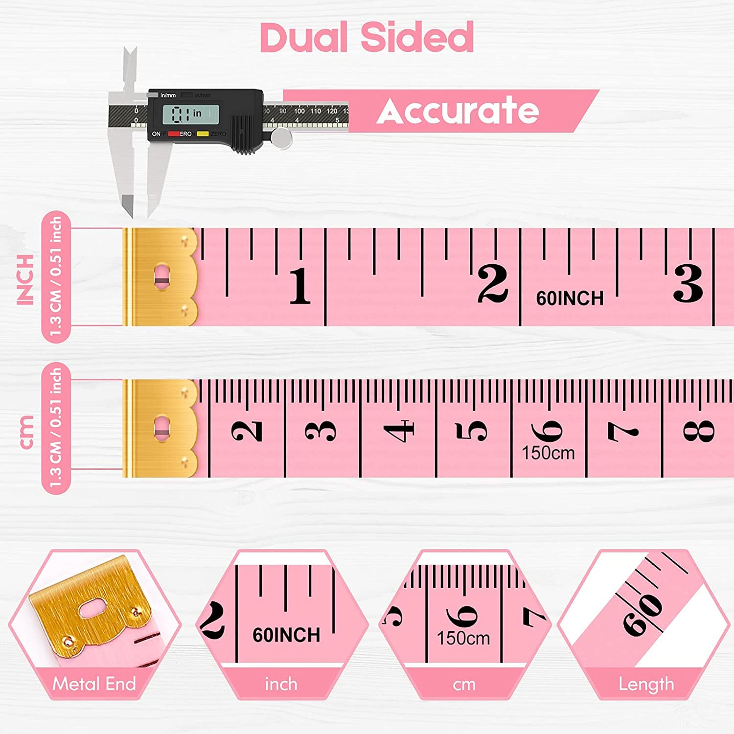 iBayam 60-Inch Double-Sided Soft Tape Measure - 2-Pack (White & Blue) for Body Measurements, Sewing, Tailoring, Crafts & Weight Loss Tracking - Flexible Fabric Ruler for DIY Projects, Quilting & Dressmaking