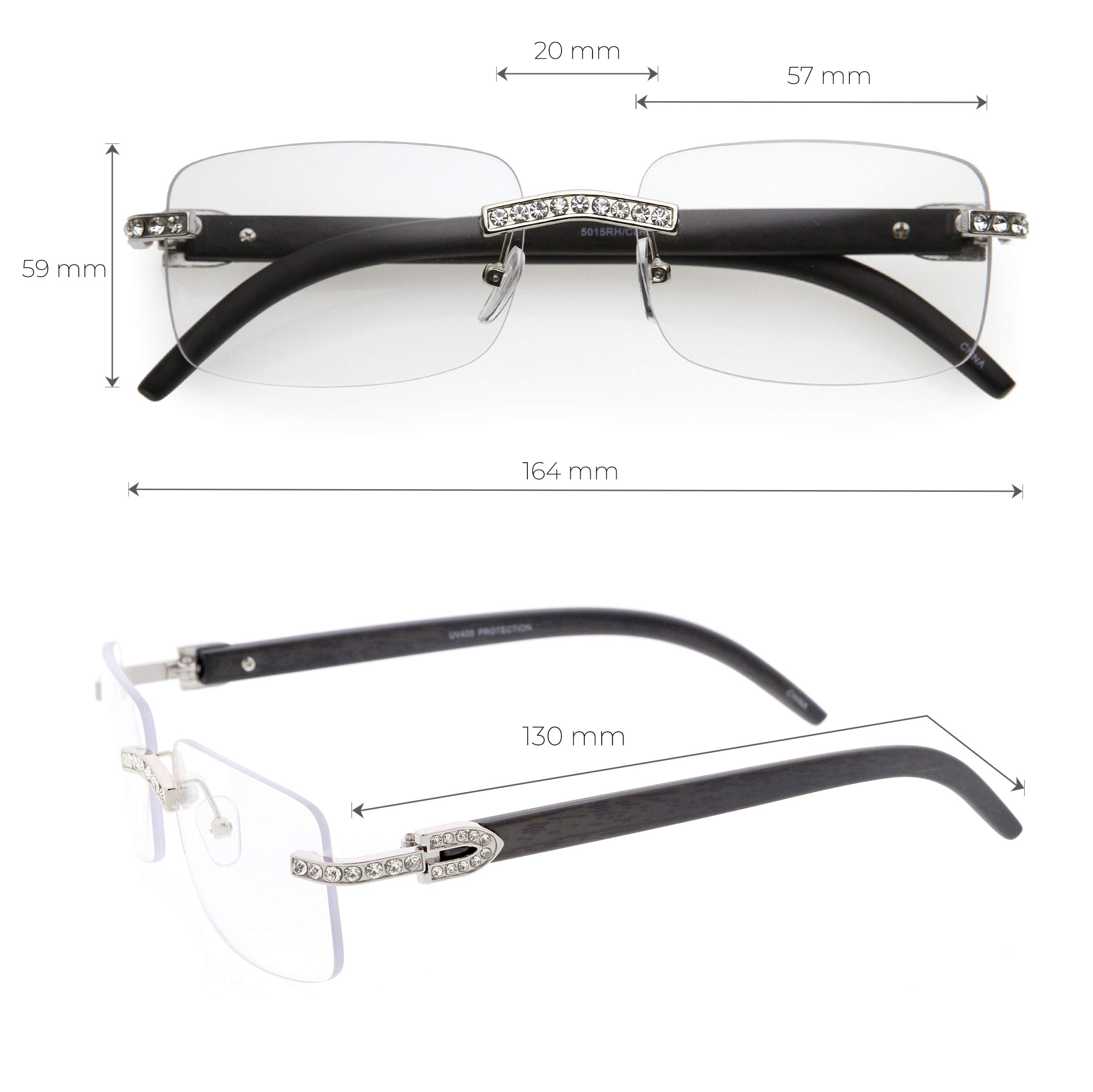 ZeroUV Premium Rhinestone-Embellished Blue Light Blocking Square Glasses for Screen Time & Gaming - Stylish Eye Protection for Work & Study