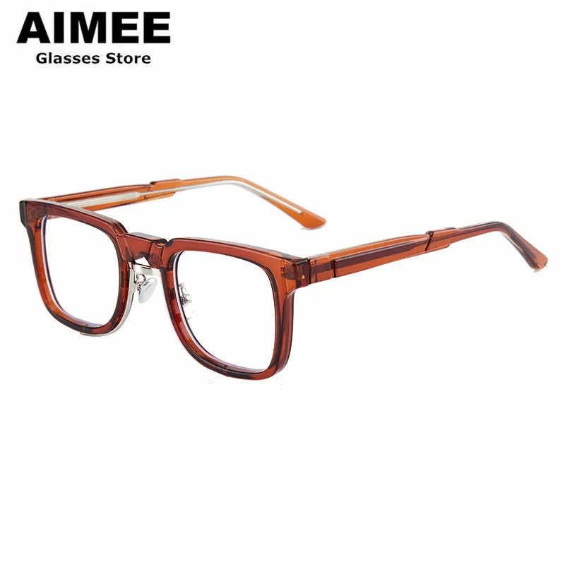 Aimee Unisex Full Rim Square Acetate Eyeglasses 6555 - Stylish & Durable Frames for Men & Women - Perfect for Work, Reading & Fashion Accessories