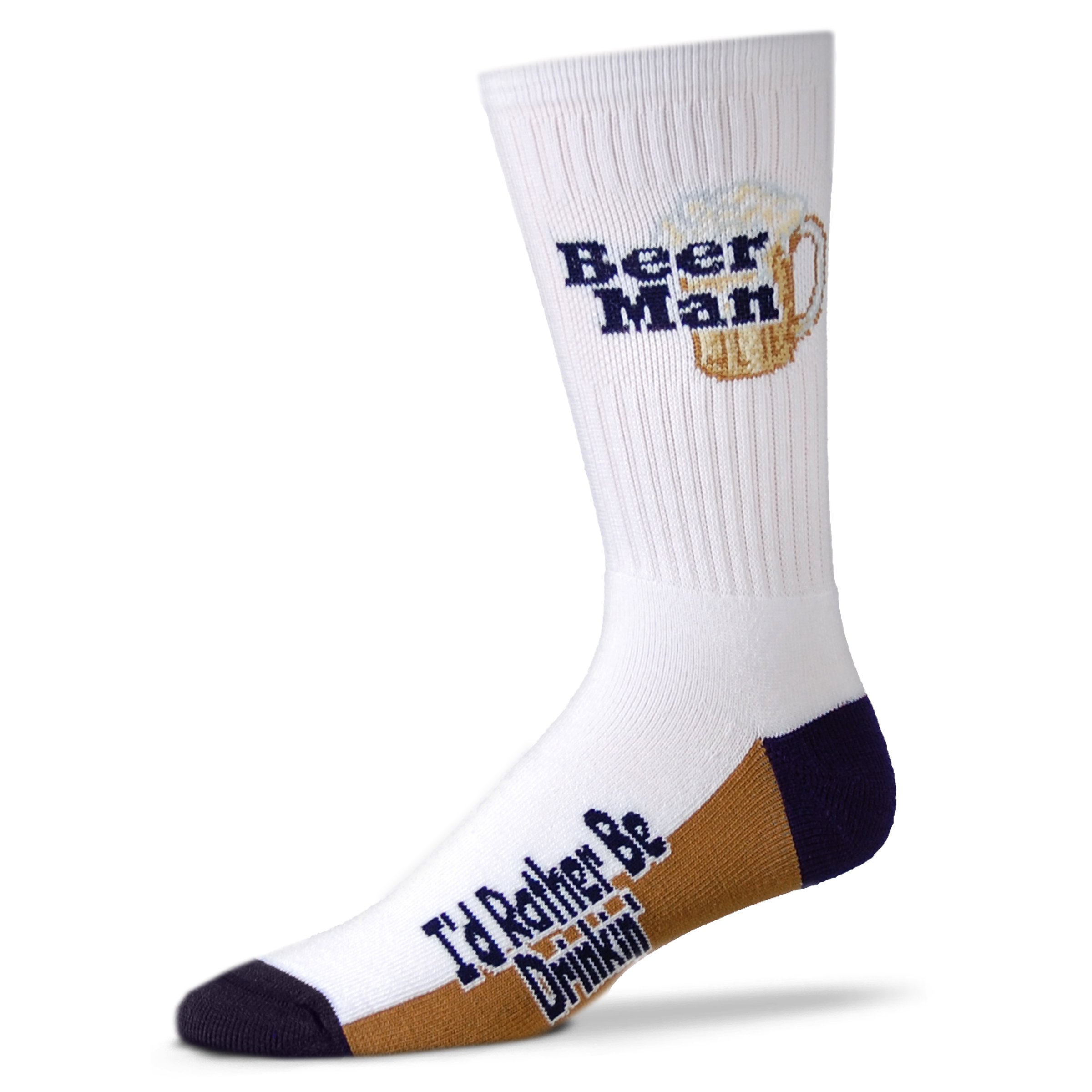 Beer Man White Large Socks for Men - Funny Beer Lover Crew Socks - Perfect for Gifts, Parties & Casual Wear
