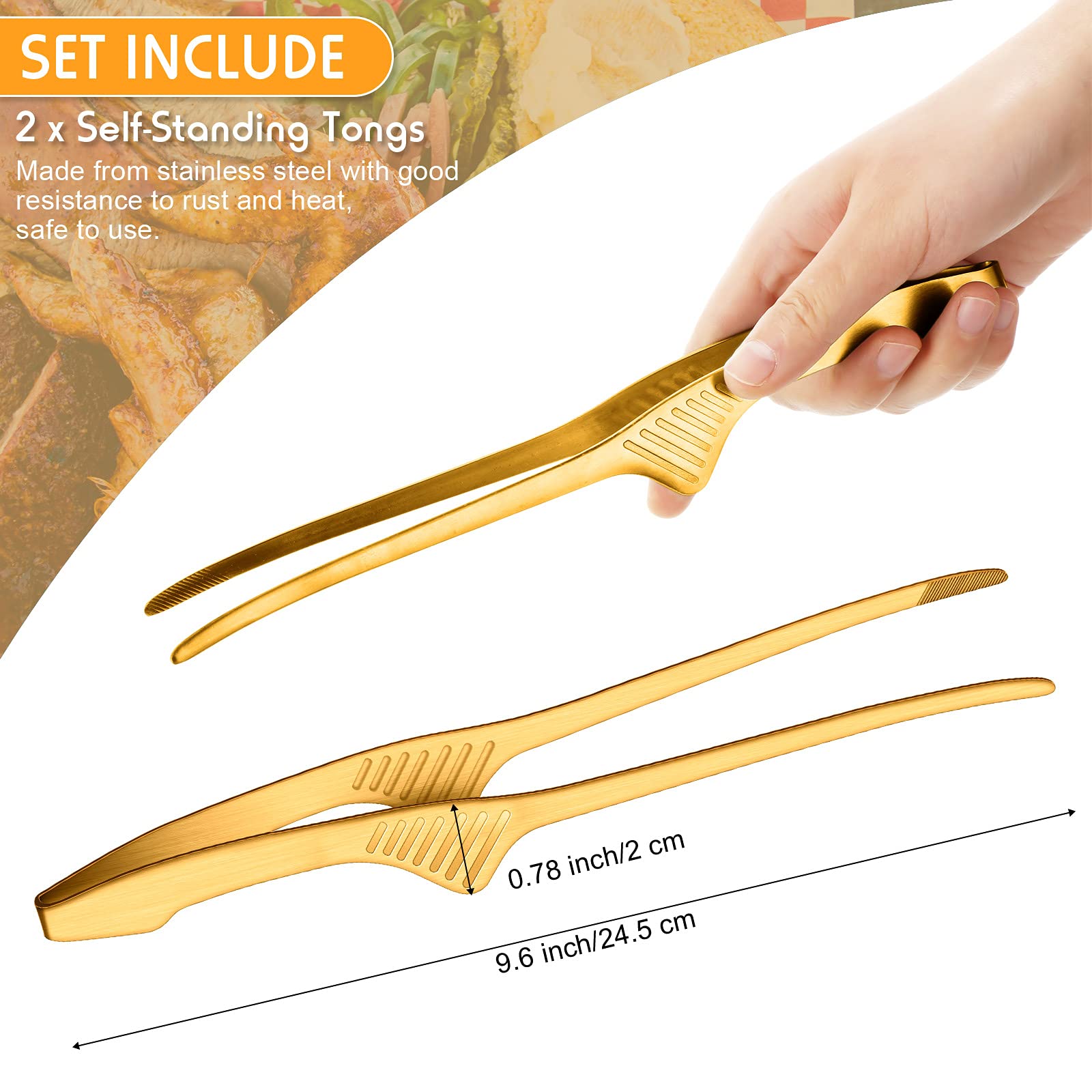 Stainless Steel BBQ Tongs for Korean & Japanese Cooking - Non-Slip Serving Utensils for Grilling, Camping & Buffet (2-Piece Set)