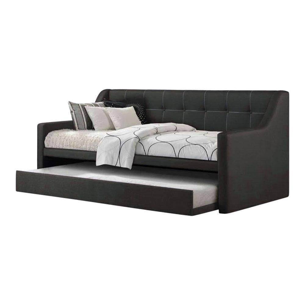 **Merryle 3-in-1 Dark Grey Fabric Daybed with Pull-Out Bed Frame – Water Repellent & Space-Saving – Perfect for Guest Rooms, Small Apartments & Home Offices**