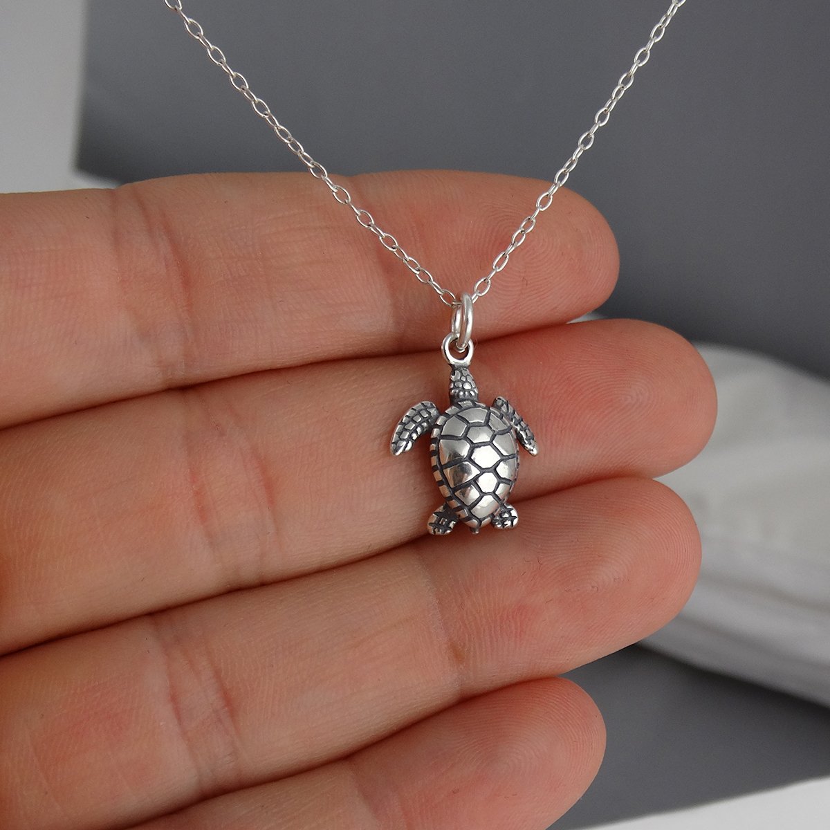 Dainty Cute Turtle Charm Necklace for Women - Sterling Silver Minimalist Jewelry Gift for Her | Perfect for Beach Vacations, Summer Outfits & Boho Style
