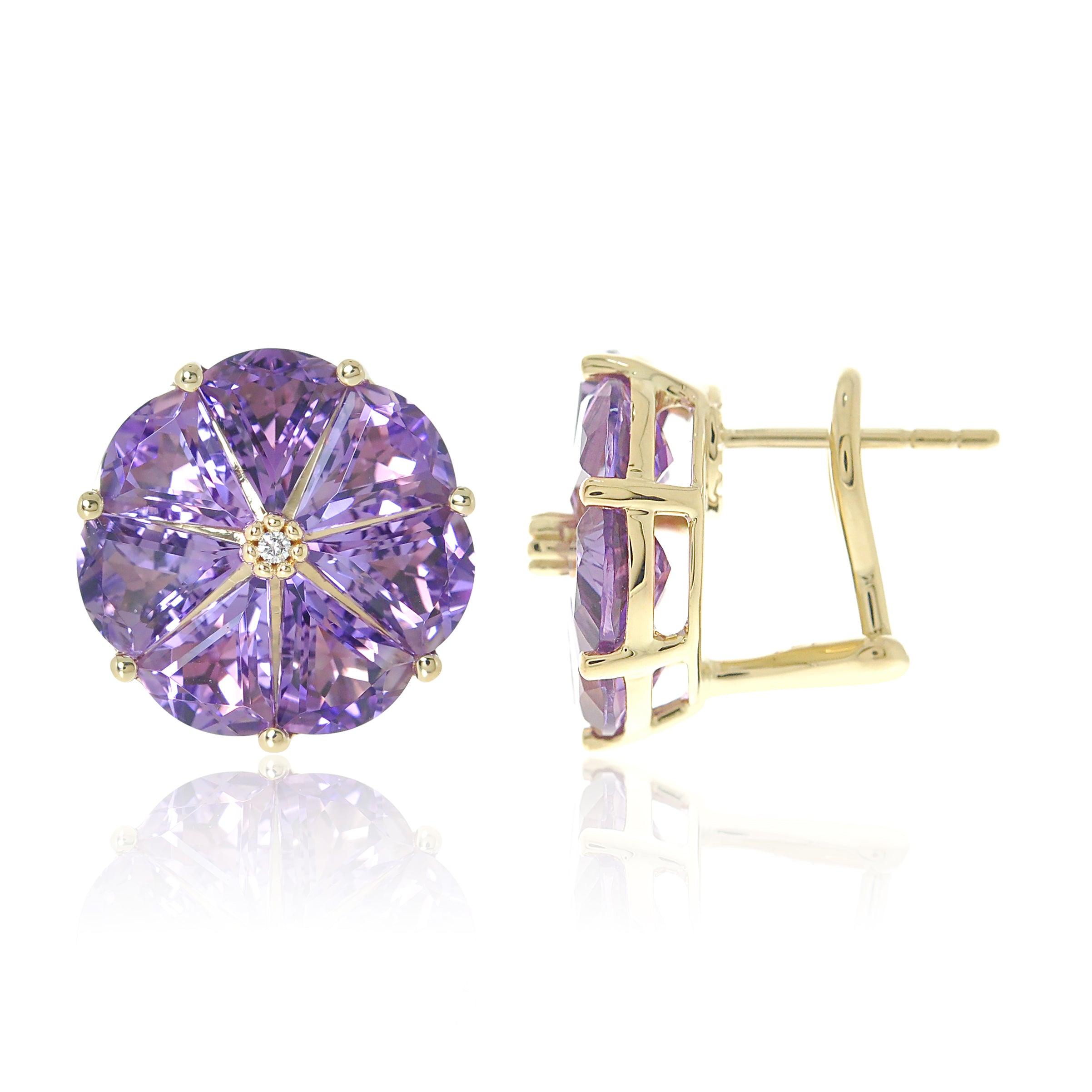 Elegant Amethyst & Diamond Pinwheel Earrings for Women – Perfect for Weddings, Parties & Special Occasions