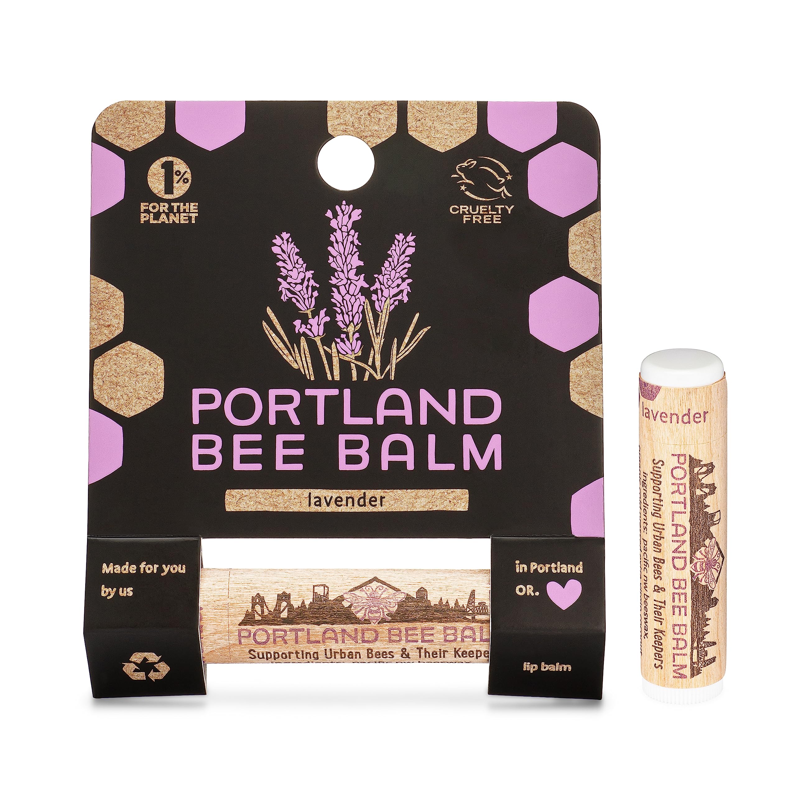 **All-Natural Portland Bee Balm Handmade Beeswax Lip Balm – Lavender Scented (1 Count) | Moisturizing & Soothing for Dry Lips, Perfect for Travel & Daily Use**