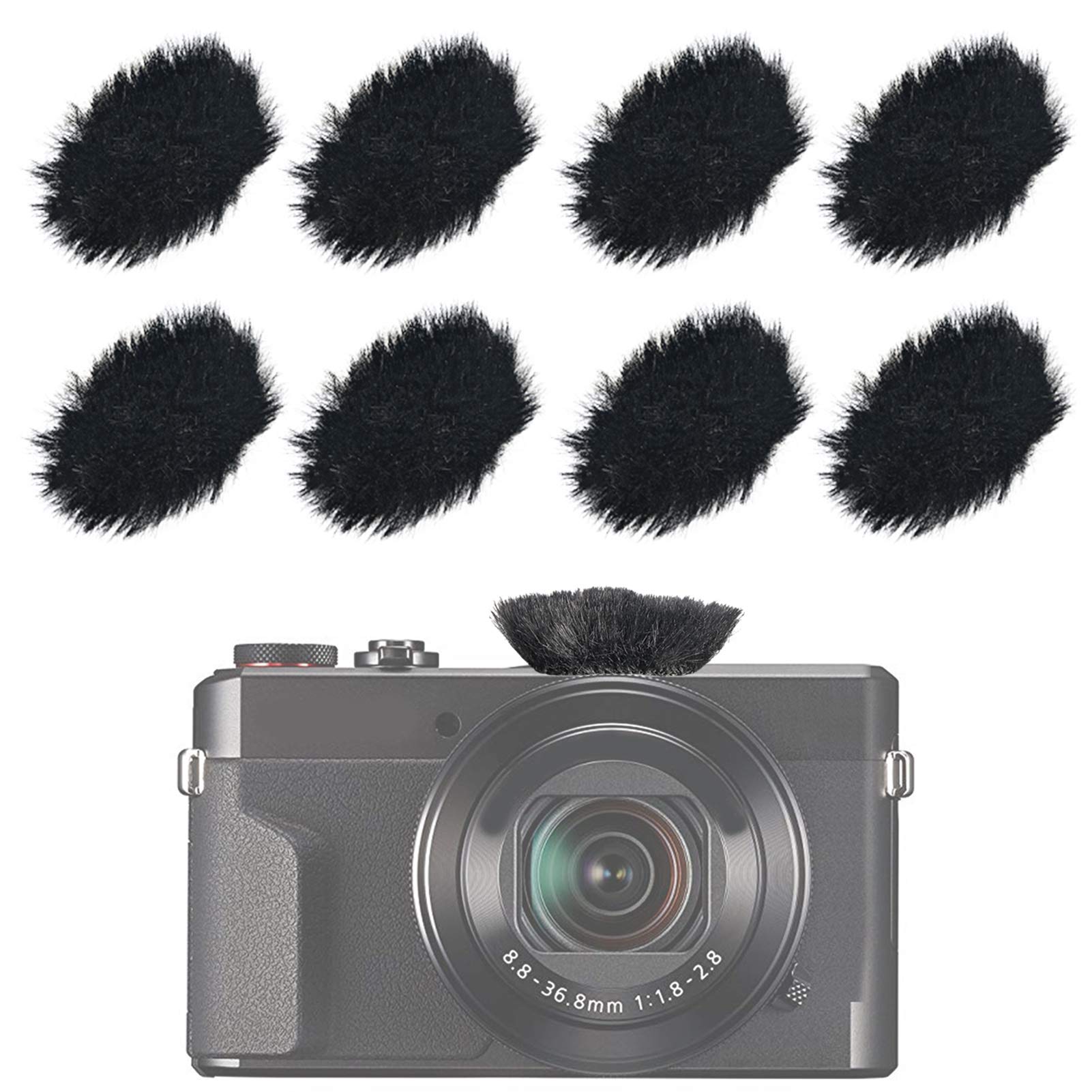 Professional Camera Mic Windscreen Dead Cat - 8 Pack Furry Wind Muff Cover for Canon G7X Mark II, Sony, Samsung DSLR Microphones - Perfect for Outdoor Vlogging, Interviews & Wind Noise Reduction