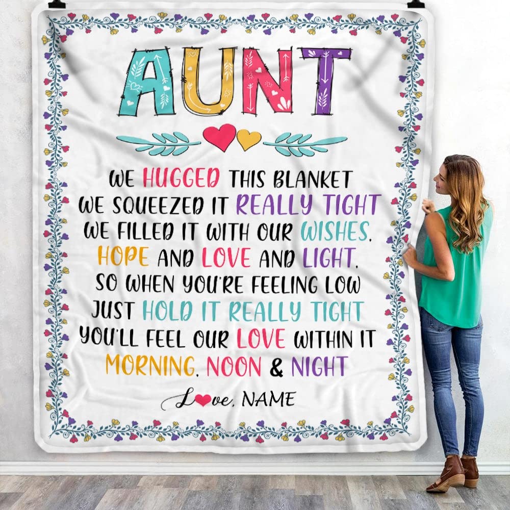 **Personalized Aunt Blanket - Custom Fleece Throw Gift for Aunt from Nephew or Niece - Birthday, Mother's Day, Christmas Present - 50