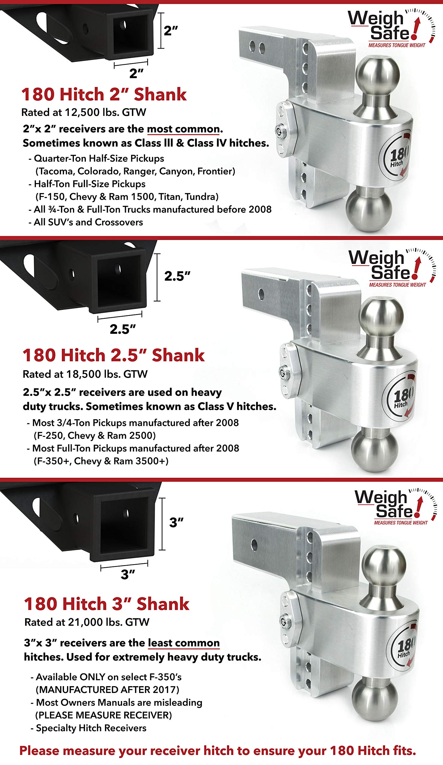 Weigh Safe Adjustable Trailer Hitch Ball Mount - 4