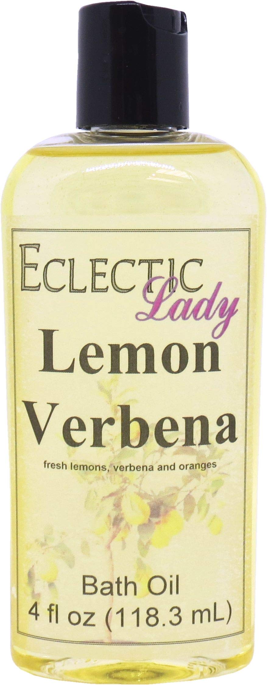 Eclectic Lady Lemon Verbena Scented Bath Oil - Relaxing & Moisturizing Body Oil for Dry, Rough & Sensitive Skin - Daily Nourishing Shower Oil (4 oz) - Perfect for Spa Nights & Self-Care Rituals