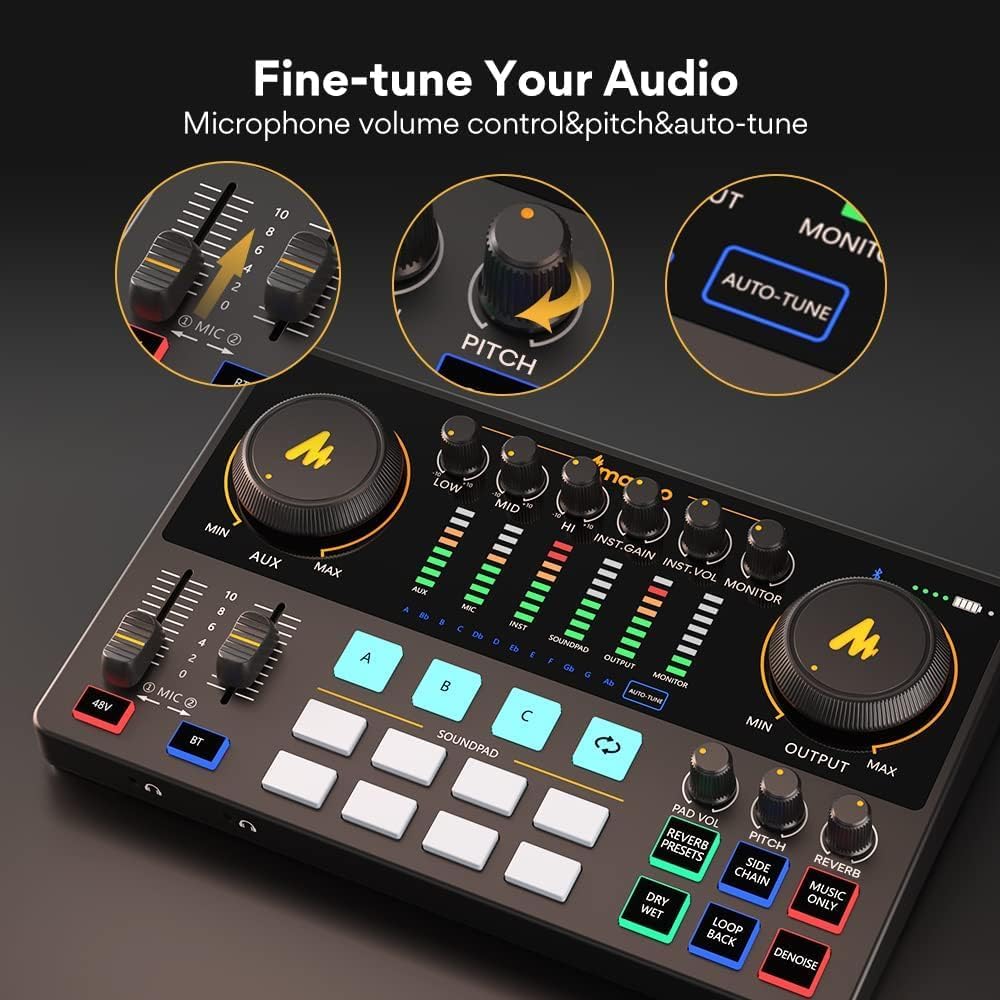 MAONO AME2 Duo Podcast Equipment Bundle - All-in-One Audio Interface with Premium Mic Preamp, XLR Condenser Microphone & 3.5MM Mic for Podcasting, Streaming, DJ, YouTube, Gaming & Home Studio Recording