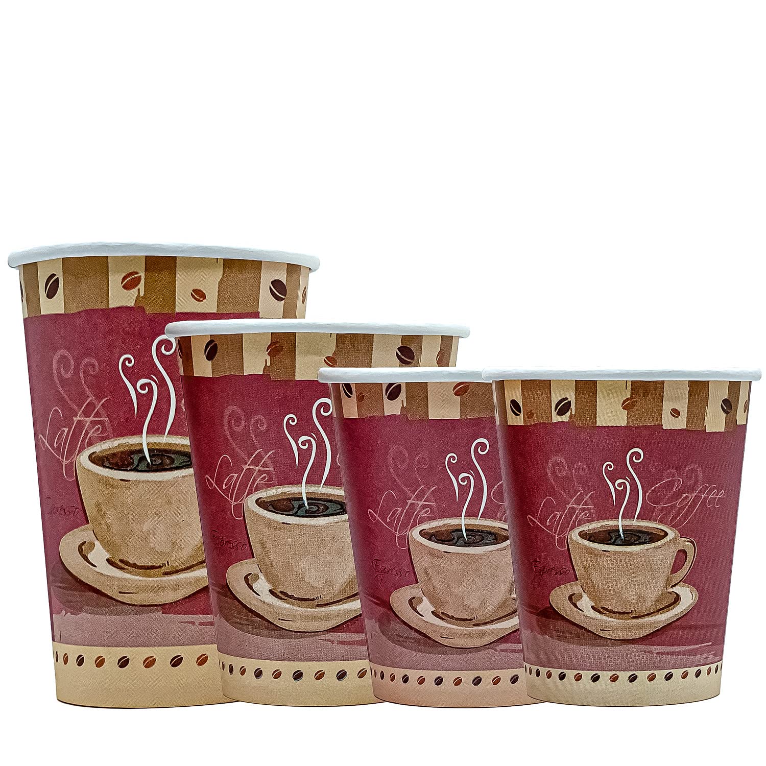 16oz Disposable Printed Colored Tea & Coffee Cups with Flat Tear-Back White Lids - 2000 Count Bulk Pack for Hot/Cold Beverages, Coffee, Tea & Soup - Perfect for Thanksgiving, Parties, Cafes & Office Events
