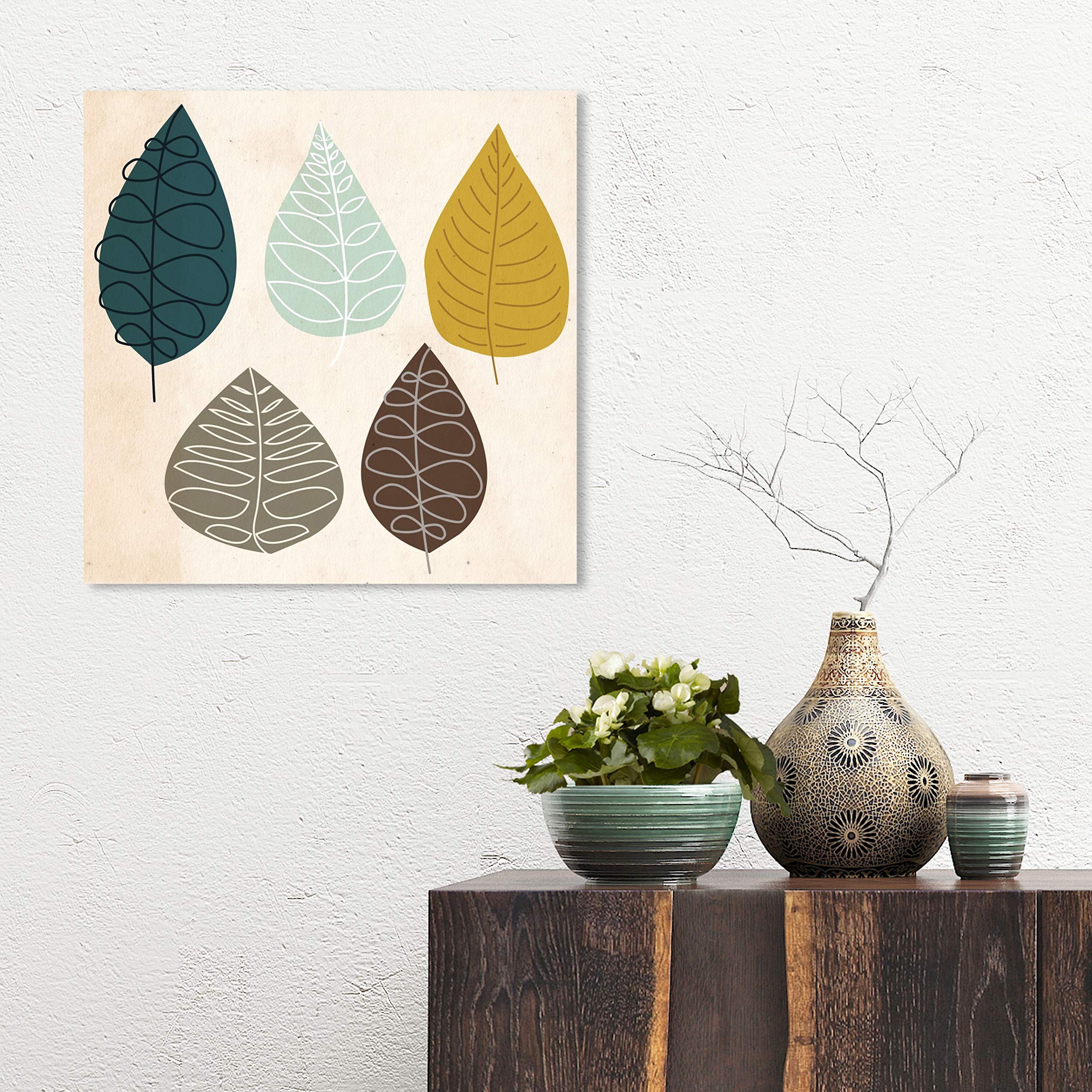 Oliver Gal Artist Co. 'World in a Leaf' Botanical Wall Art Canvas Print - 16x16 Inch Green & Brown Nature Inspired Home Decor - Perfect for Living Room, Bedroom or Office Wall Decoration