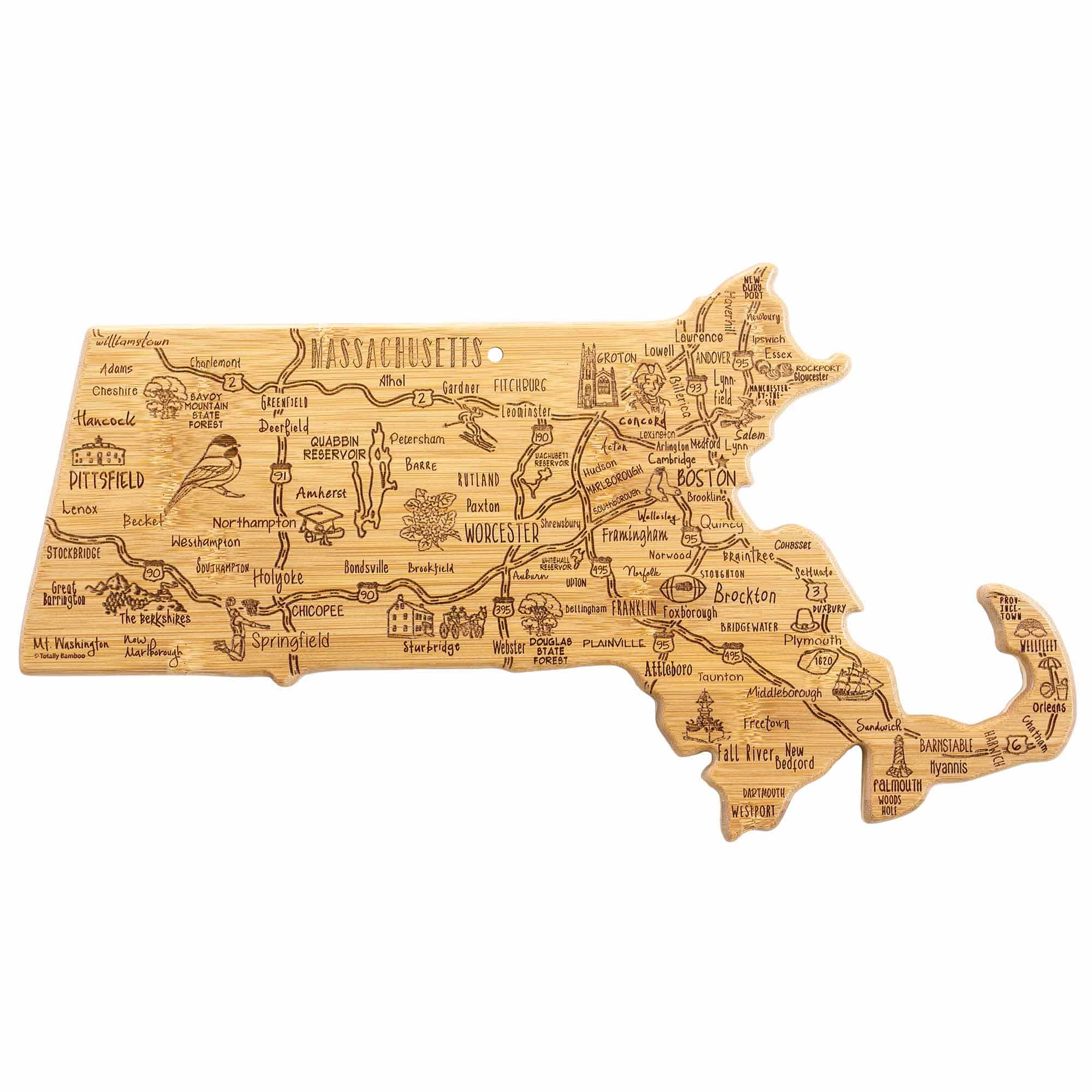 Premium Massachusetts-Themed Wooden Cutting Board - 16.75