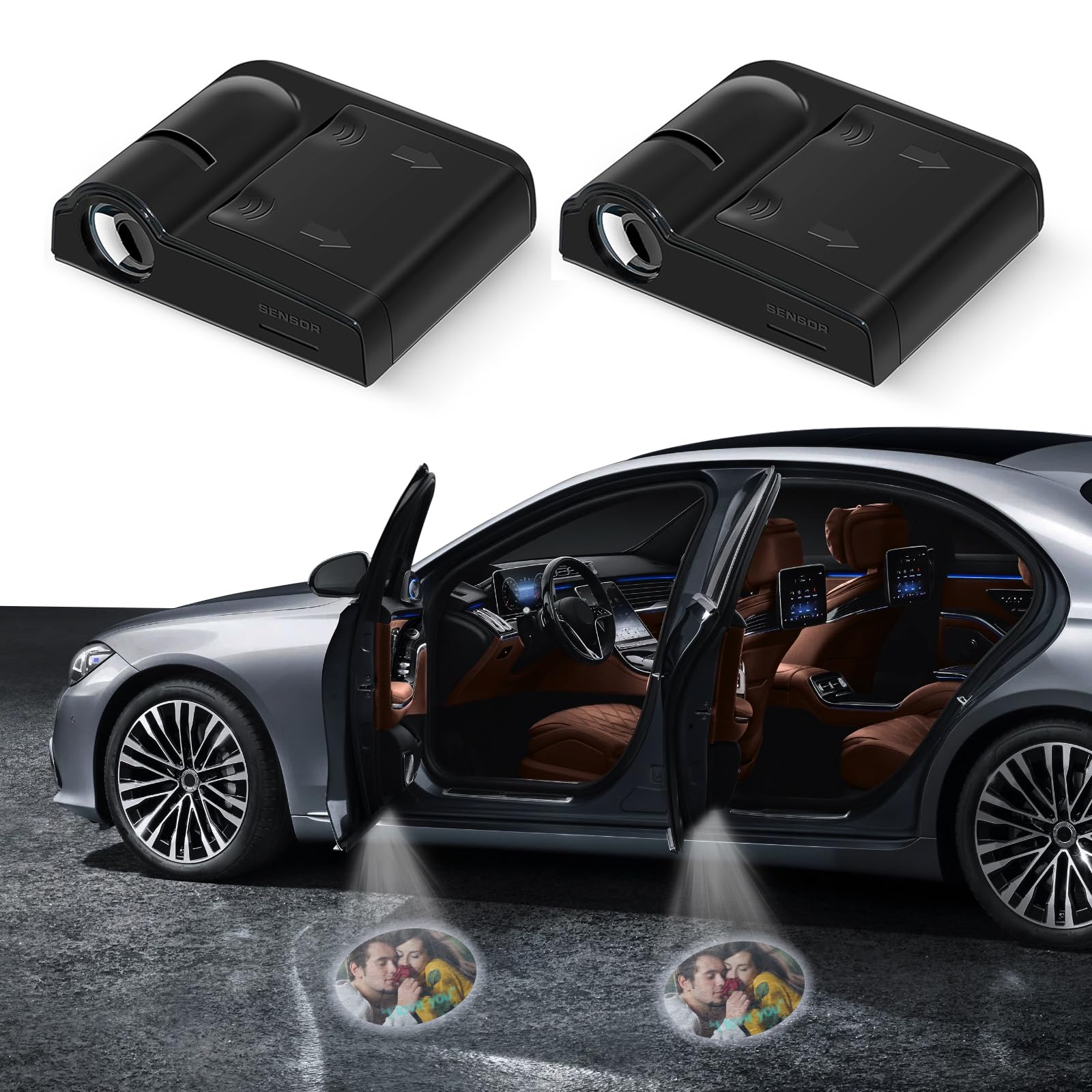 Custom Car Welcome Lights - Personalized LED Logo Projector for All Vehicles (2 Pack) | Car Door Light with Photo/Text Customization | Perfect for Nighttime Safety & Style Enhancement
