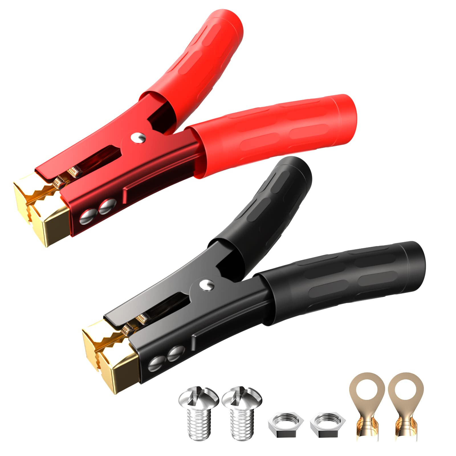 Heavy Duty 1000A Pure Copper Battery Clamps - 2PCS Crocodile Alligator Clips for Car, Boat, RV & Vehicle Jump Start, Welding and Charging | Durable Power Replacement Jumper Cable Clamps for Automotive Battery Maintenance & Emergency Use