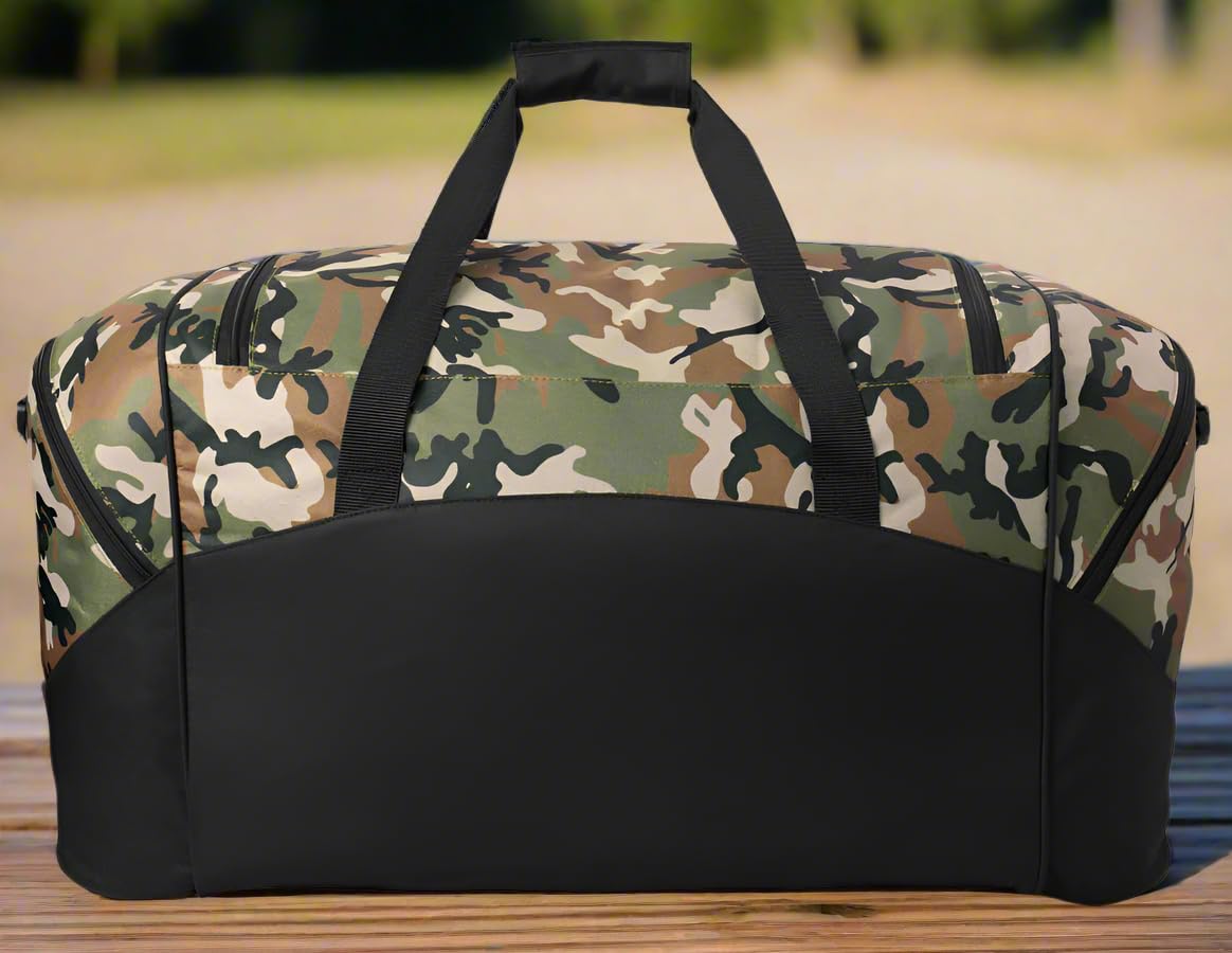 **Large Pink Ribbon Camo Duffle Bag - Breast Cancer Awareness Travel Luggage for Women, Gym, Sports & Weekend Getaways**