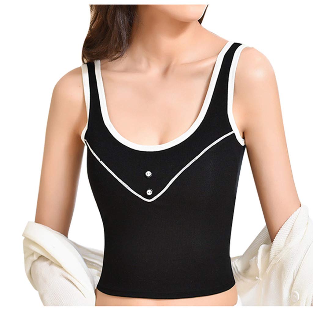 Women's Sexy Sleeveless U-Neck Solid Color Tank Tops - Breathable Crop Camisole for Summer, Gym & Casual Wear