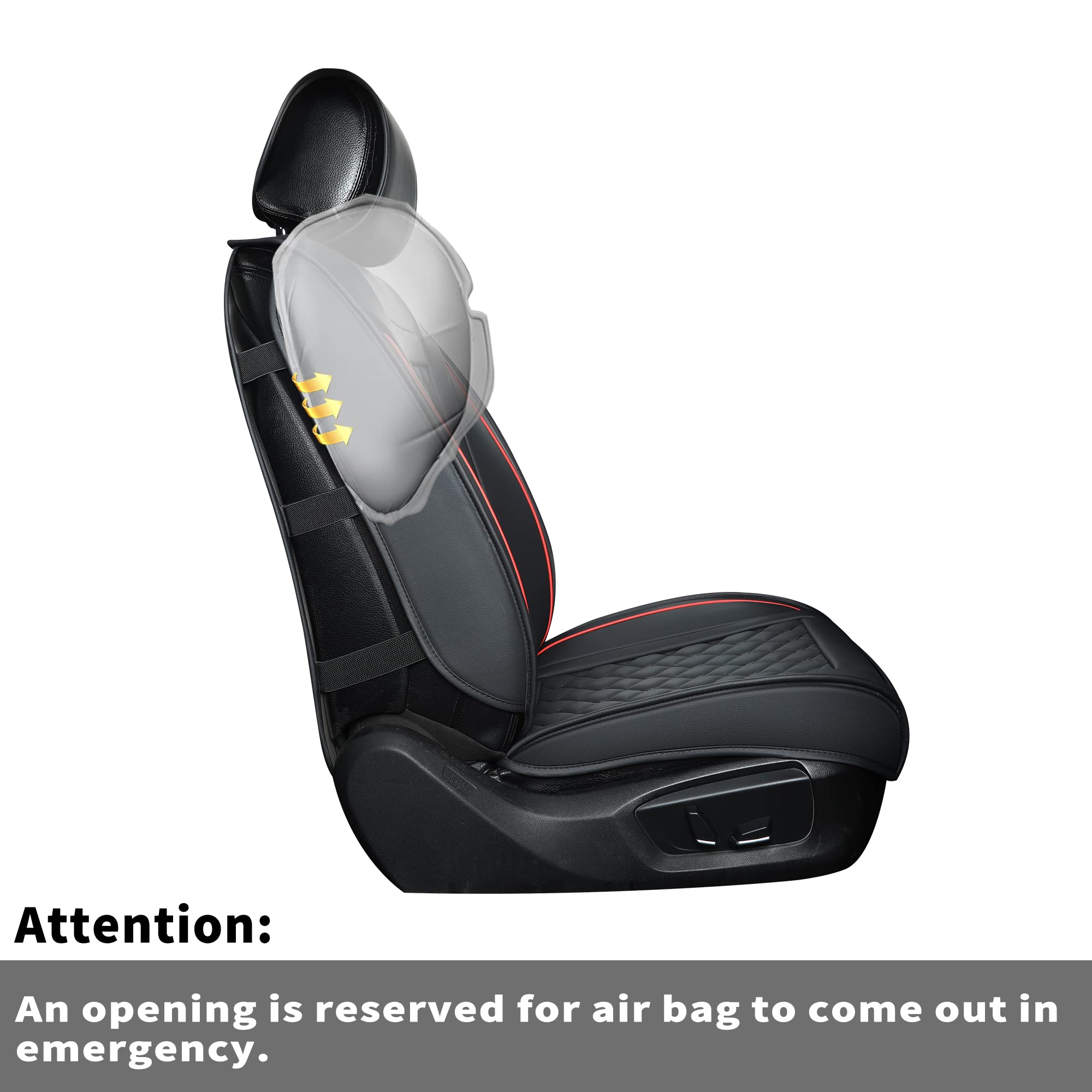 Universal Car Seat Covers Full Set - Faux Leather Auto Cushion for Most Cars, SUVs, Sedans & Trucks (5-Passenger, Black/Red) | Perfect for Road Trips, Daily Commutes & Family Protection